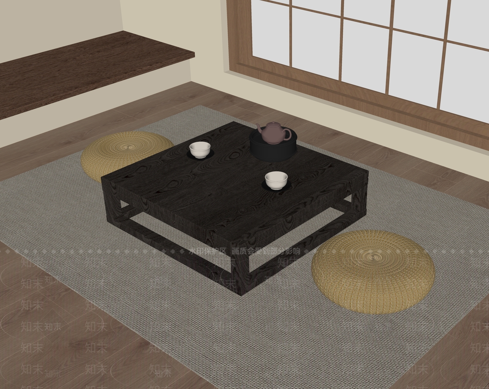 现代茶桌椅SU模型下载【ID:1203580088】
