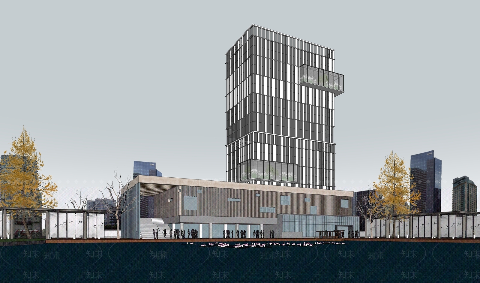 现代酒店建筑SU模型下载【ID:1203580204】
