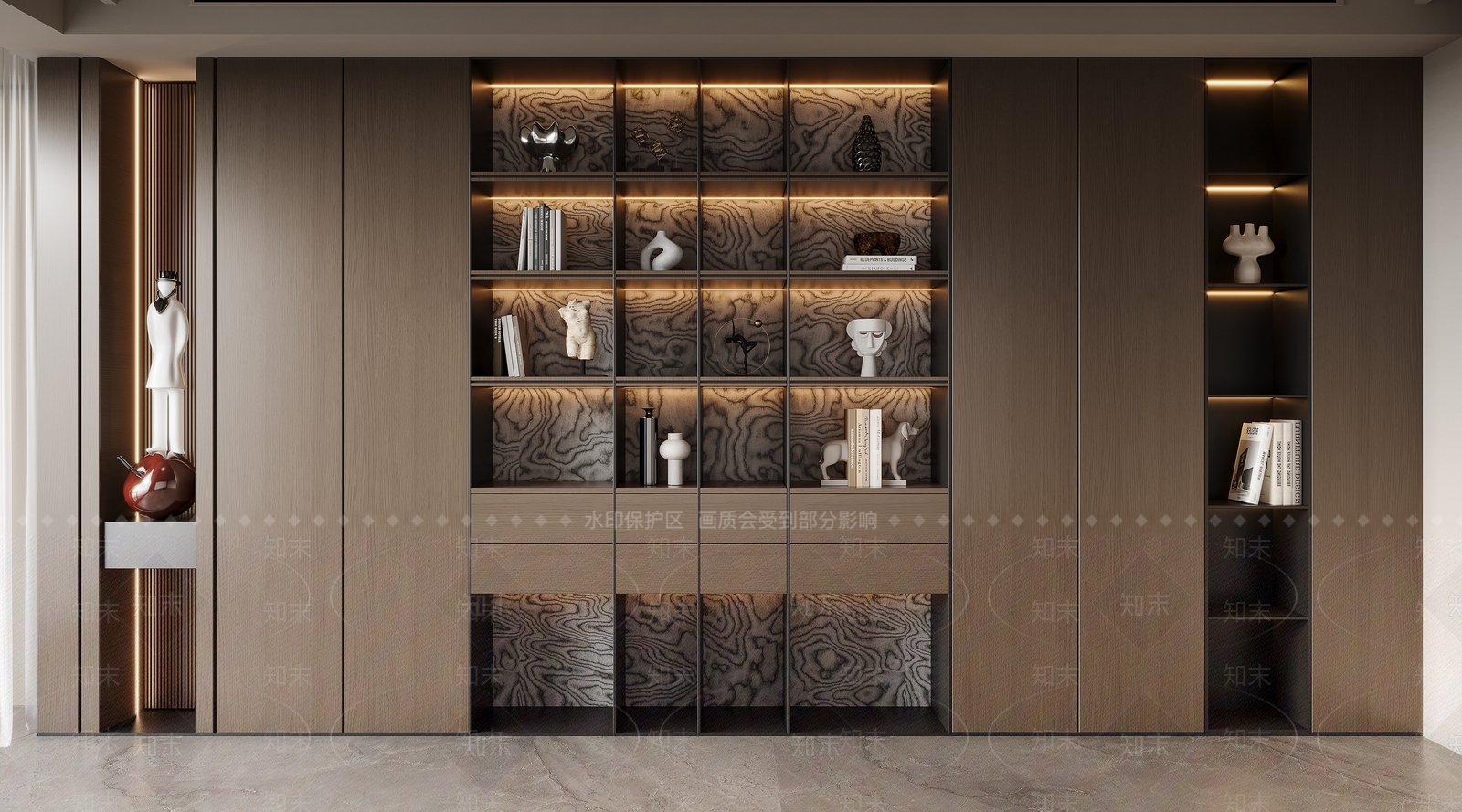 现代意式书柜SU模型下载【ID:1203580475】