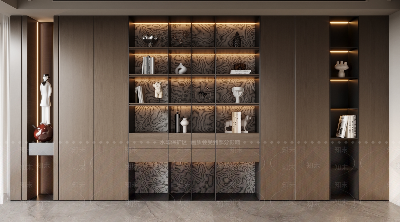 现代意式书柜3D模型下载【ID:1203580514】