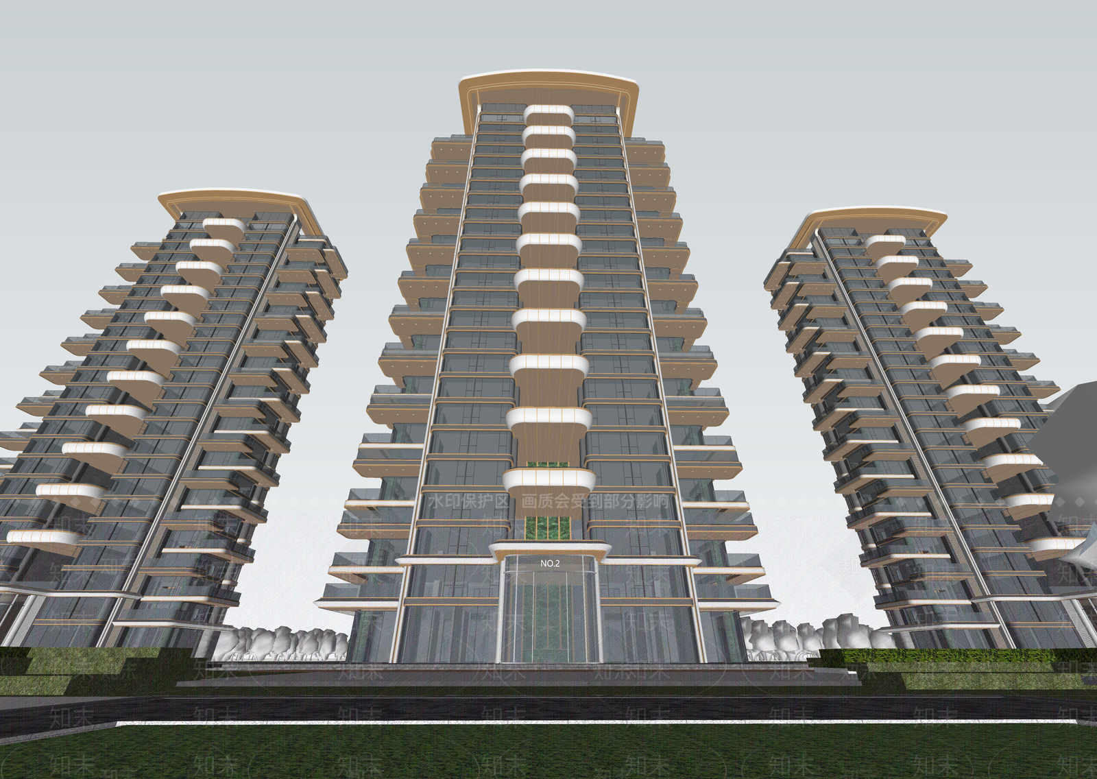 现代高层住宅SU模型下载【ID:1203581065】