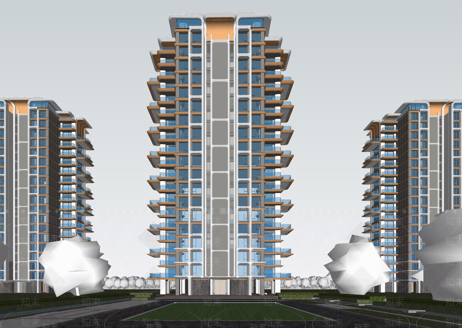现代高层住宅SU模型下载【ID:1203772581】