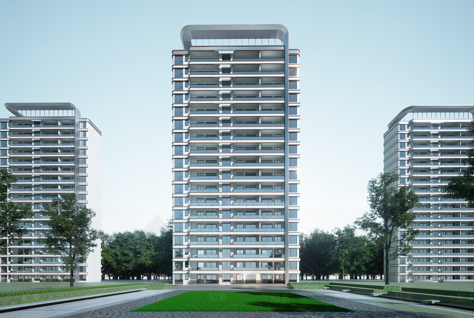 现代高层住宅SU模型下载【ID:1203581990】