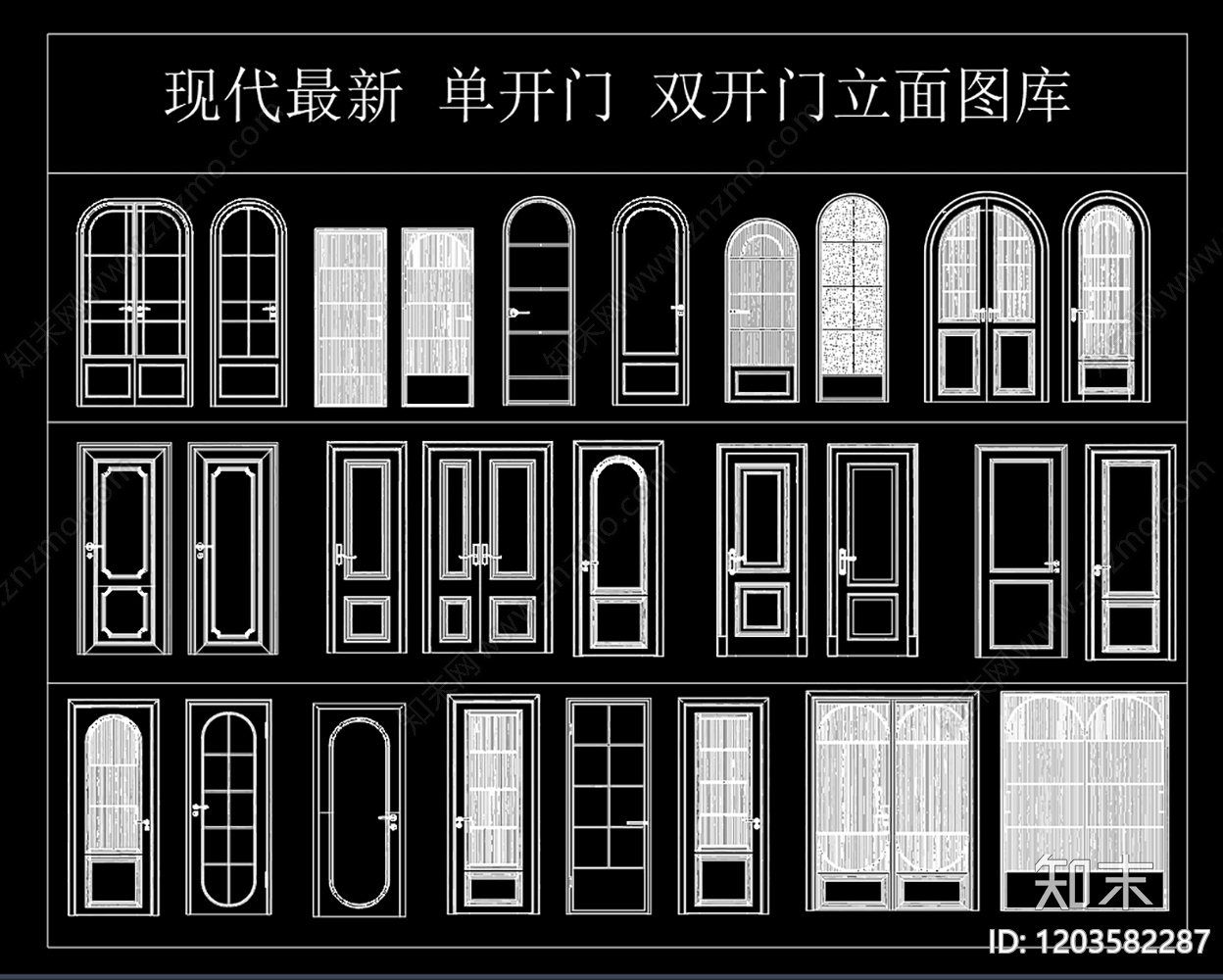 现代法式门cad施工图下载【ID:1203582287】