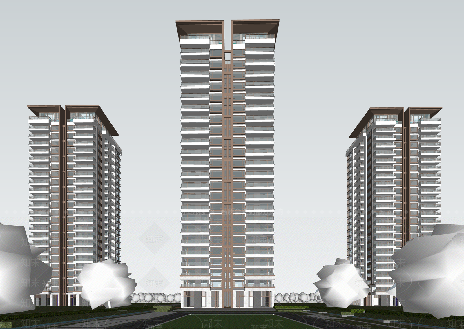 现代高层住宅SU模型下载【ID:1203582199】
