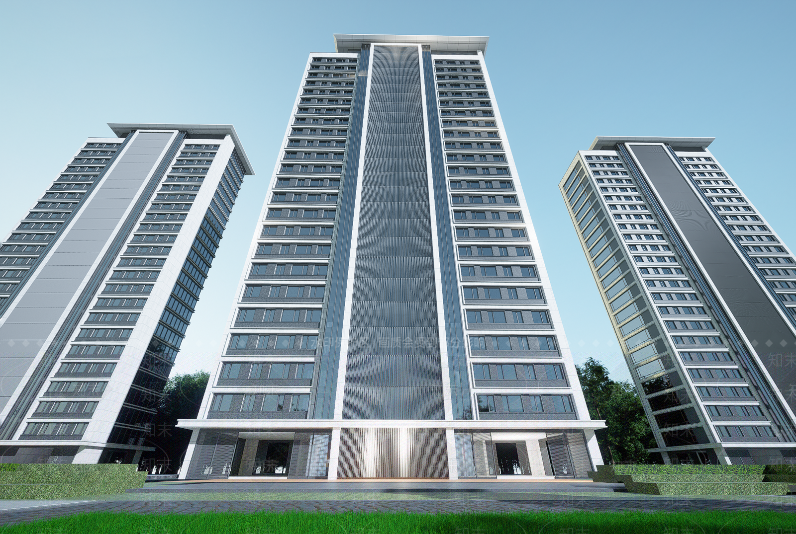 现代高层住宅SU模型下载【ID:1203582548】