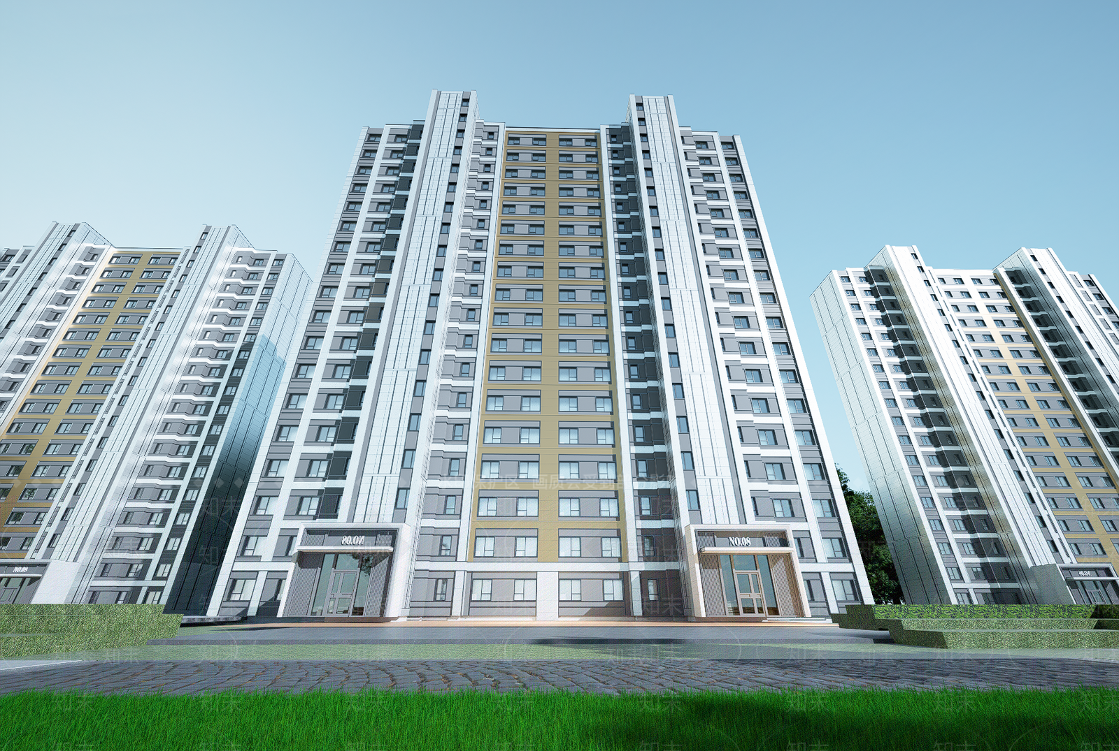 现代高层住宅SU模型下载【ID:1203771379】