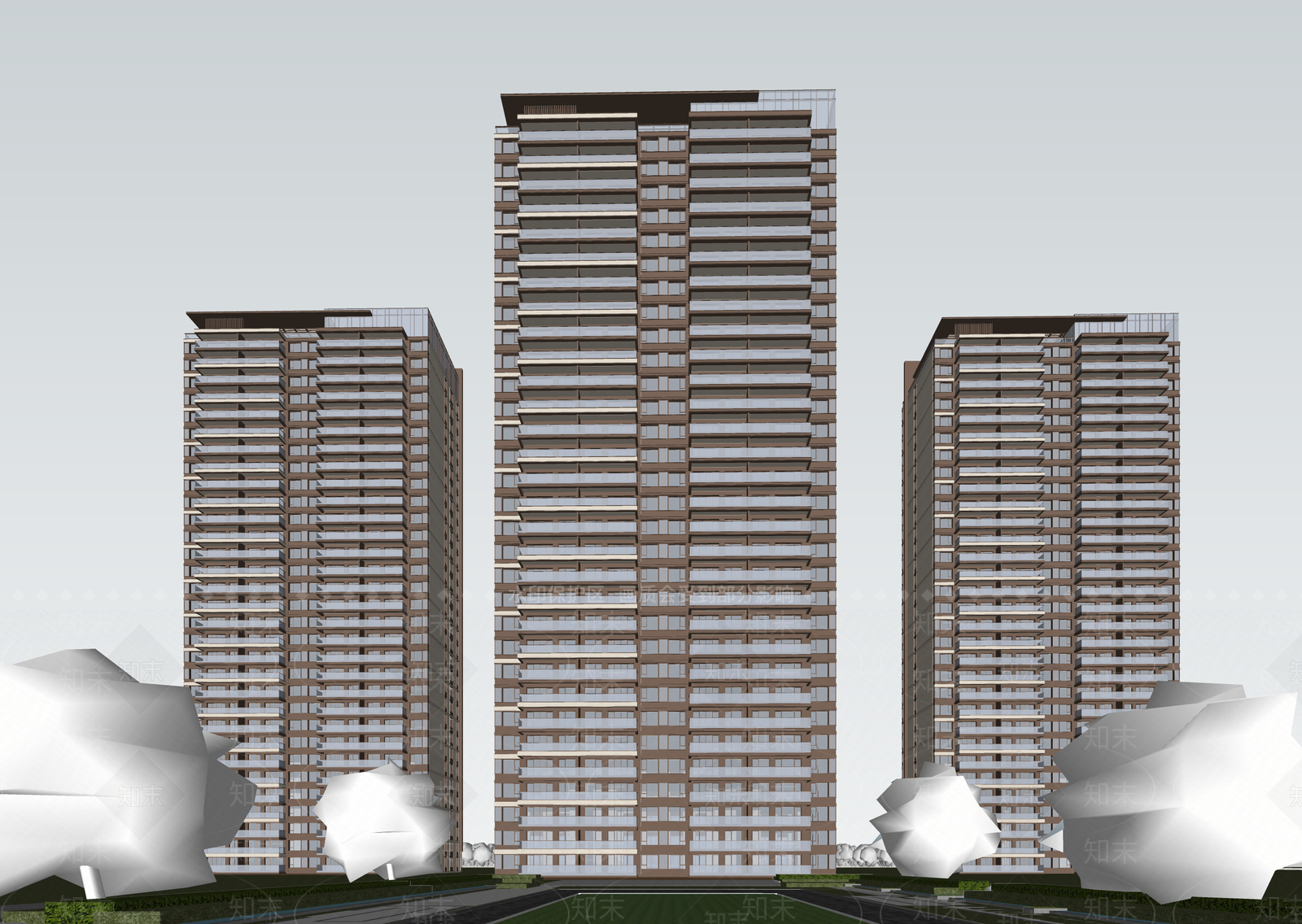 现代高层住宅SU模型下载【ID:1203582845】