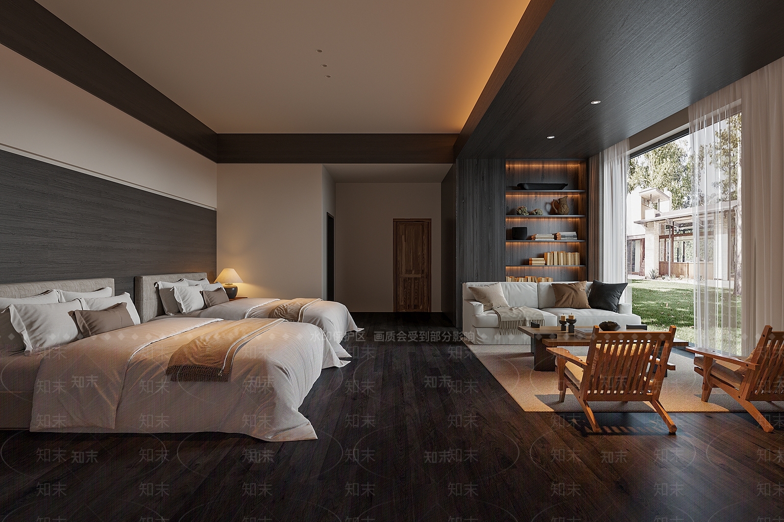 中古侘寂酒店客房3D模型下载【ID:1203584446】