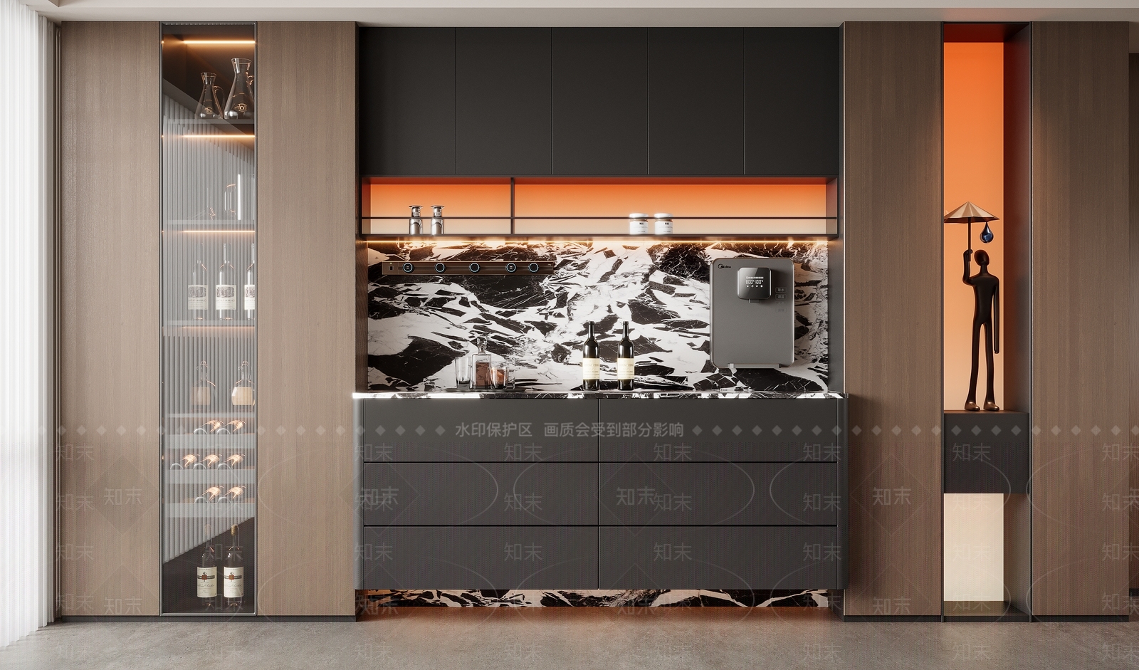 现代意式酒柜SU模型下载【ID:1203584935】