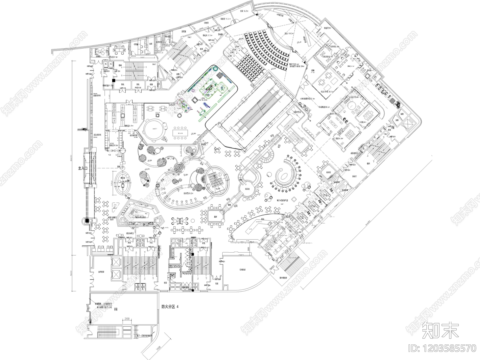 12套美食广场美食城美食街室内CAD施工图cad施工图下载【ID:1203585570】