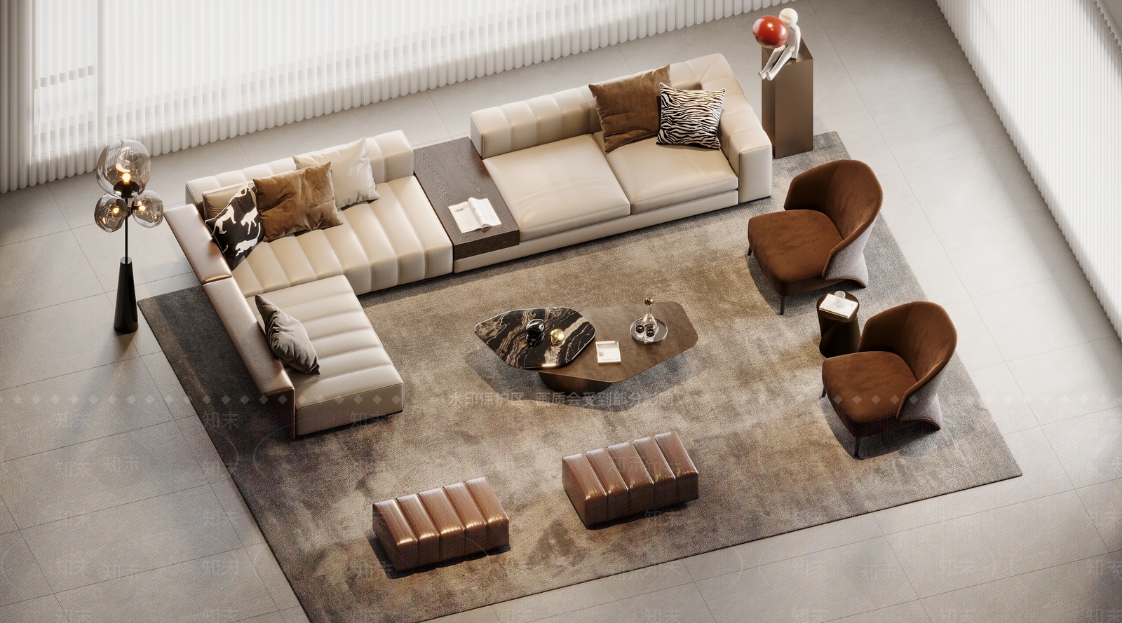 现代意式沙发组合3D模型下载【ID:1203586162】