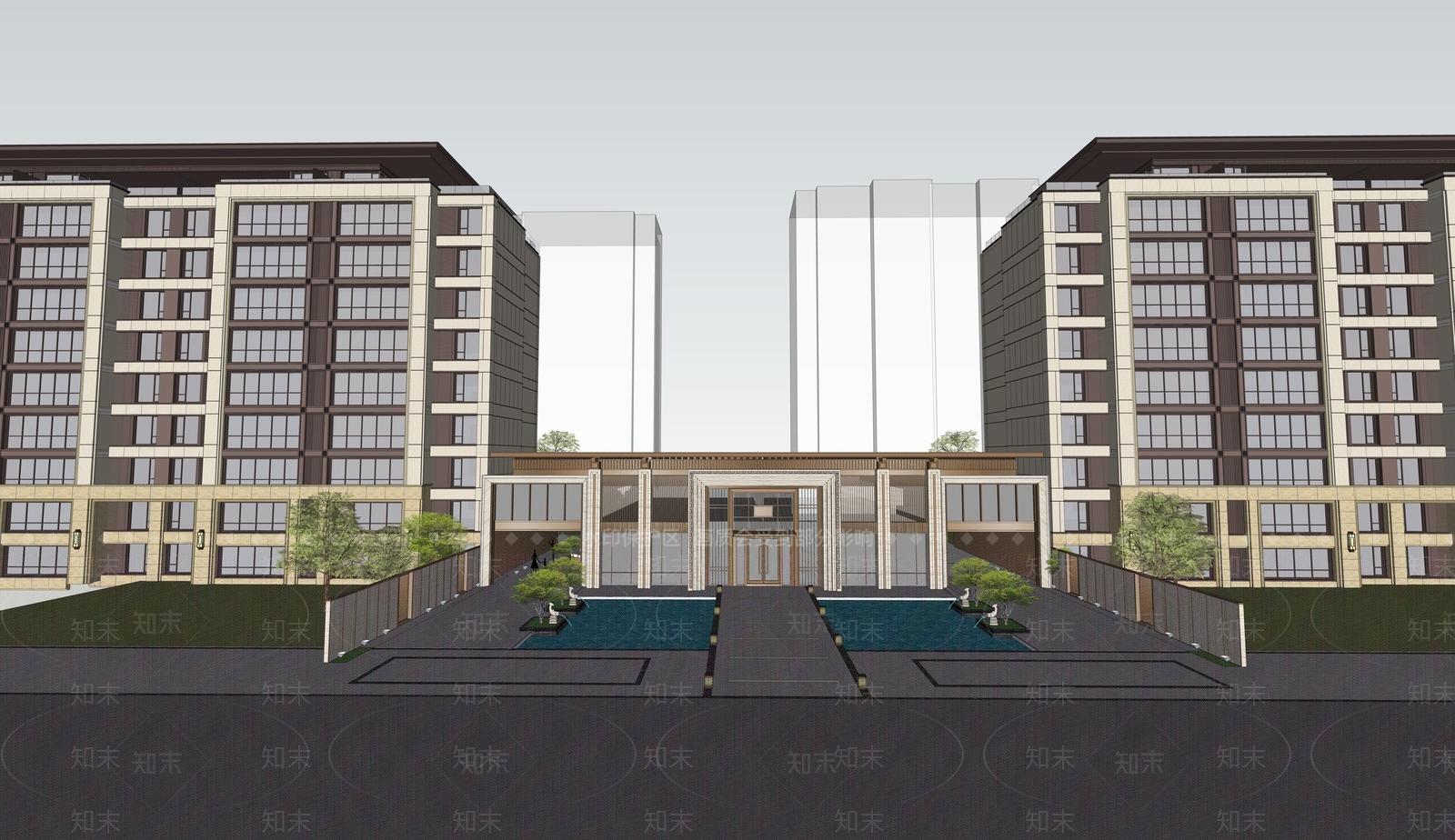 新中式小公建SU模型下载【ID:1203587222】