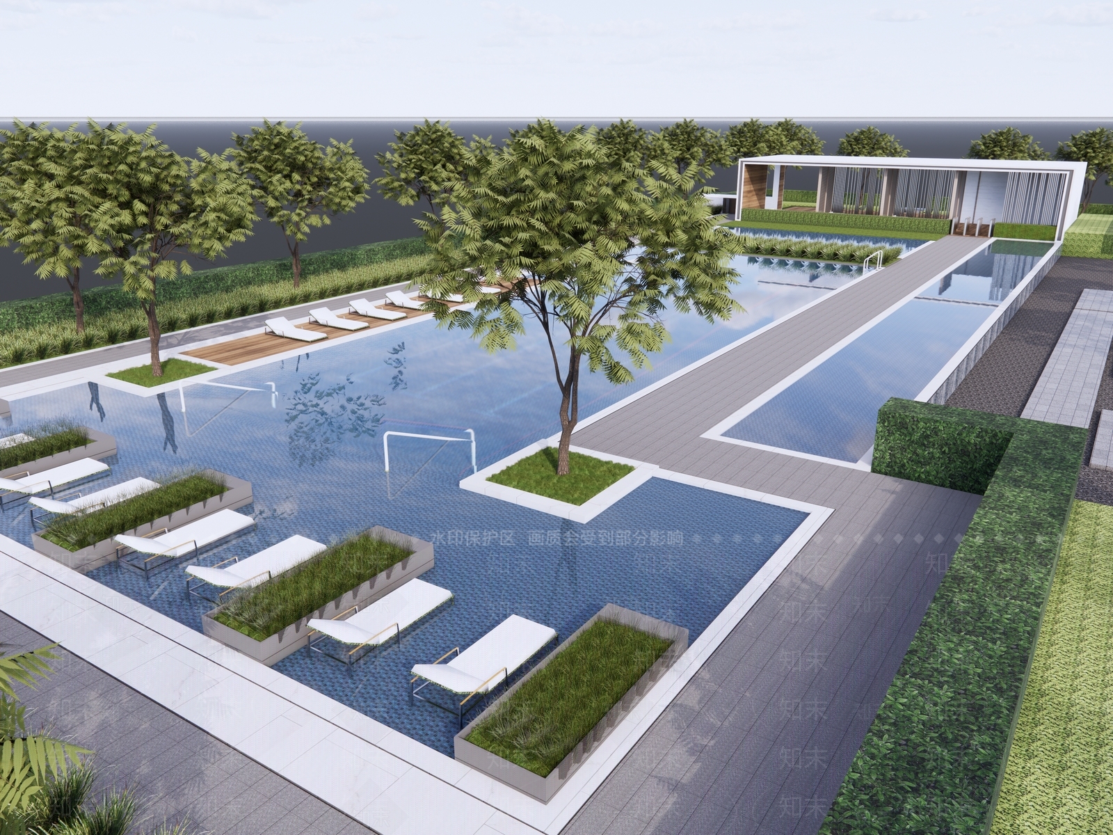 现代泳池SU模型下载【ID:1203589121】