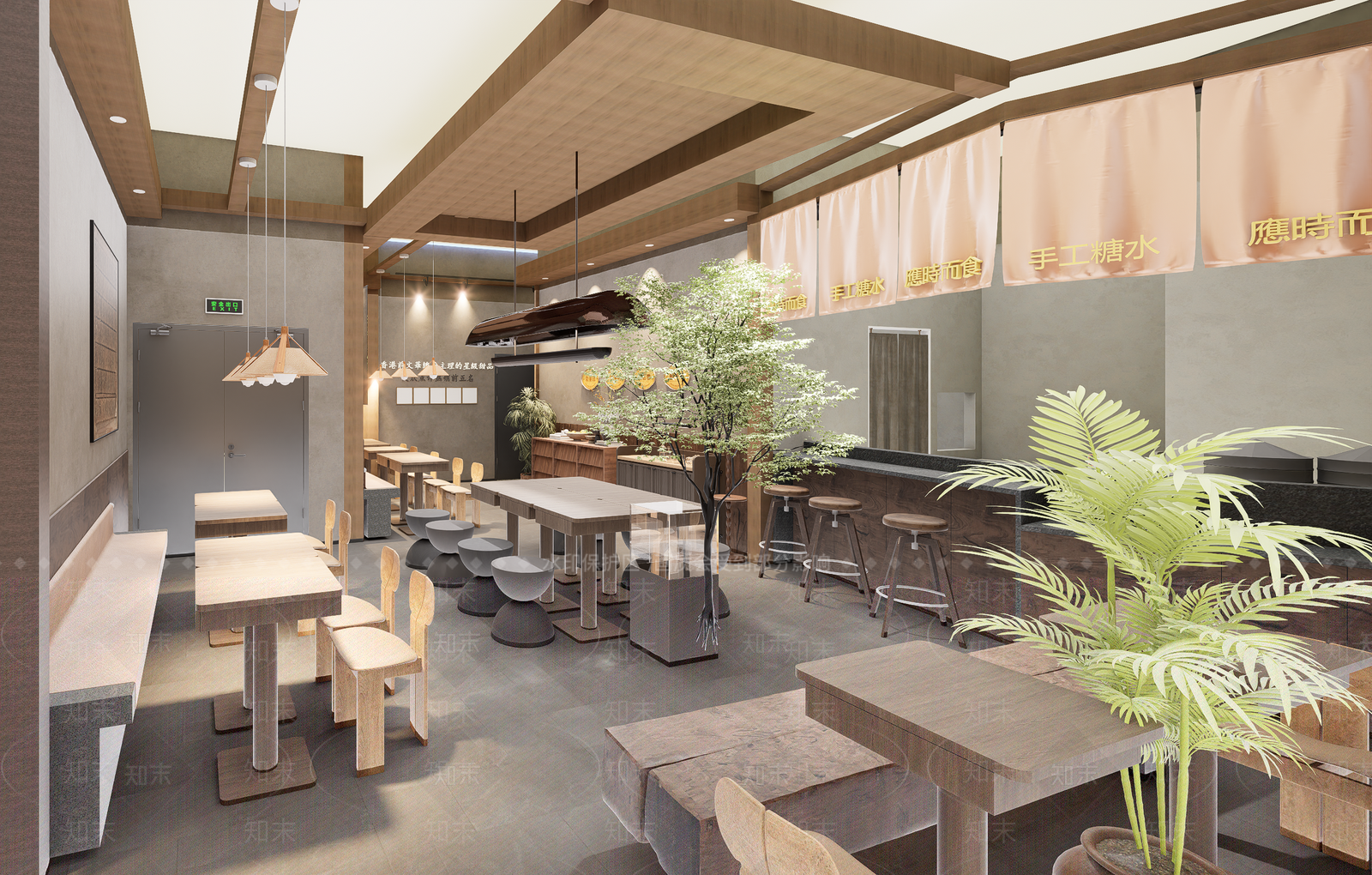 新中式复古奶茶店SU模型下载【ID:1203794950】