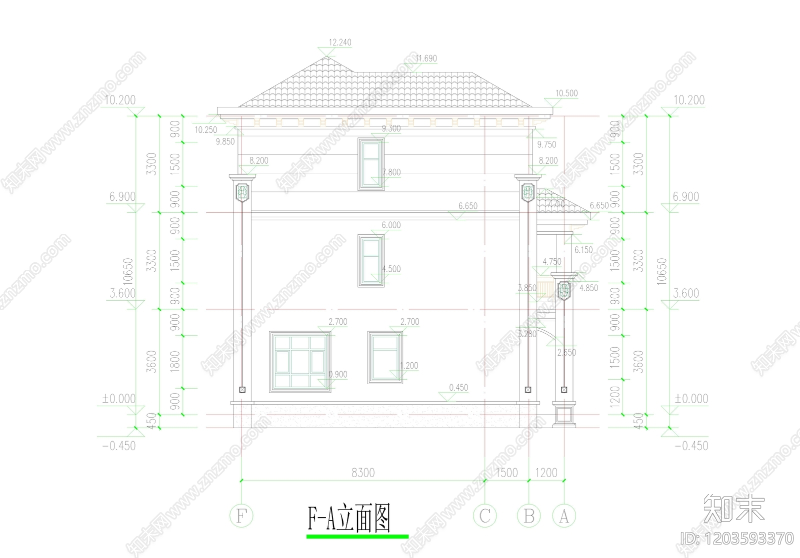 现代中式别墅建筑cad施工图下载【ID:1203593370】