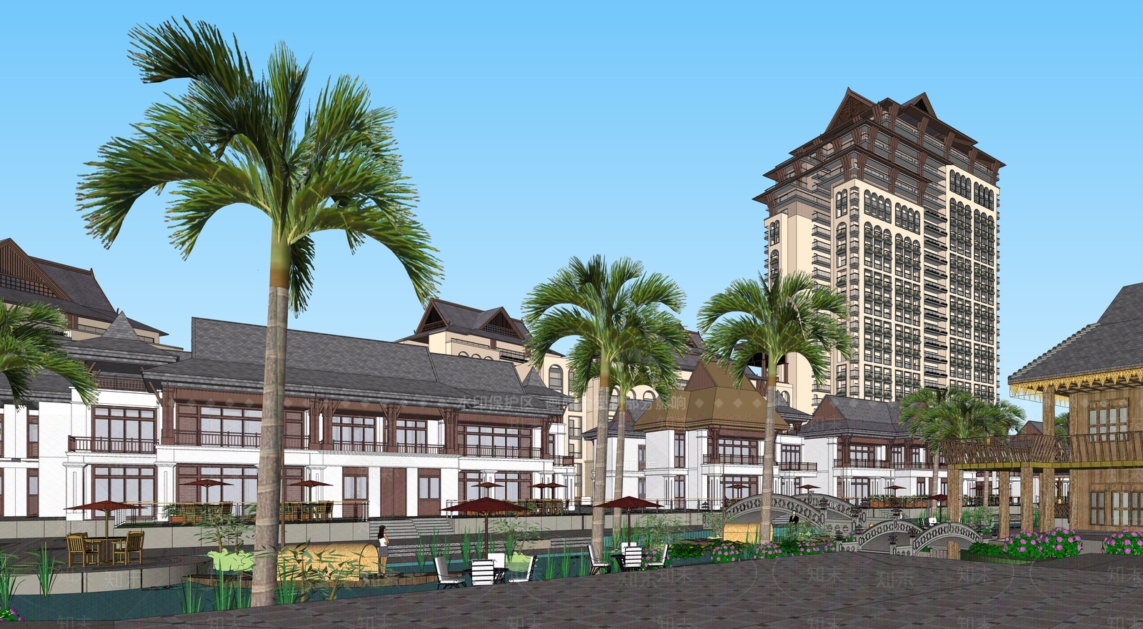 中古禅意商业街SU模型下载【ID:1203594503】