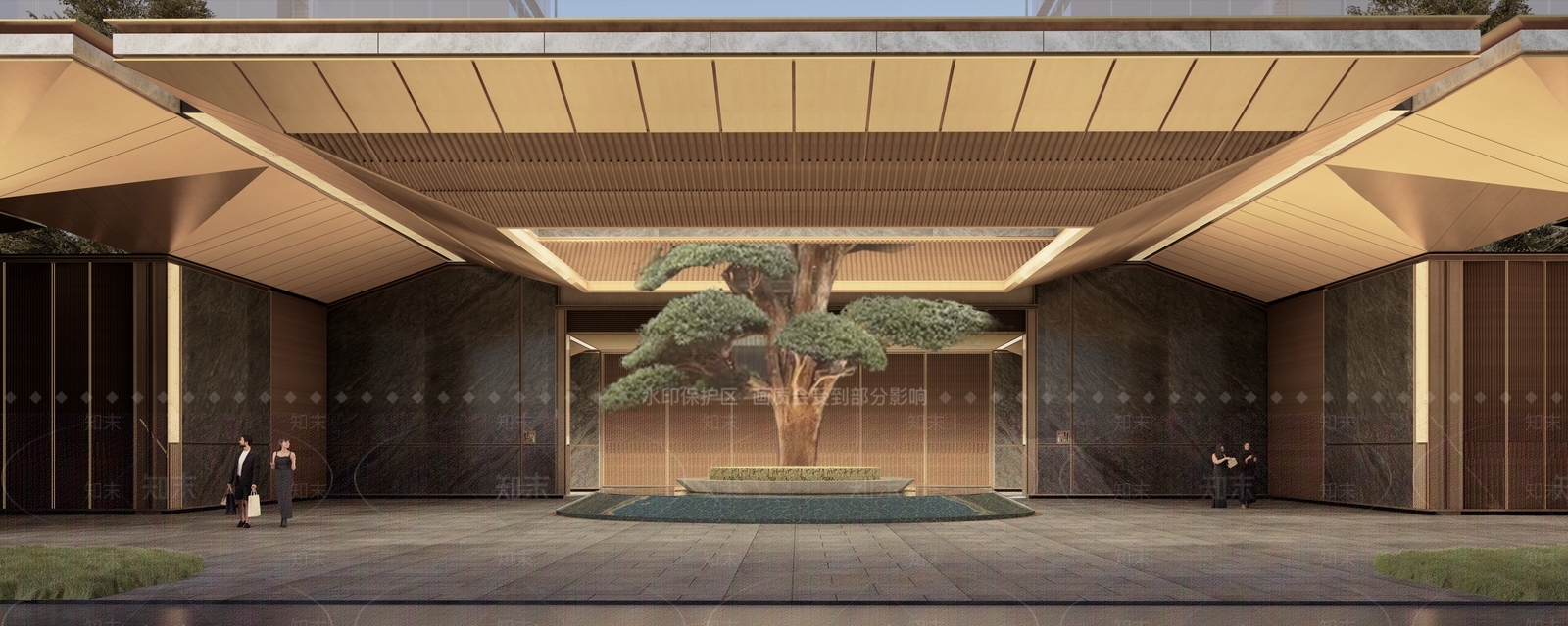 现代新中式小区建筑SU模型下载【ID:1203594830】