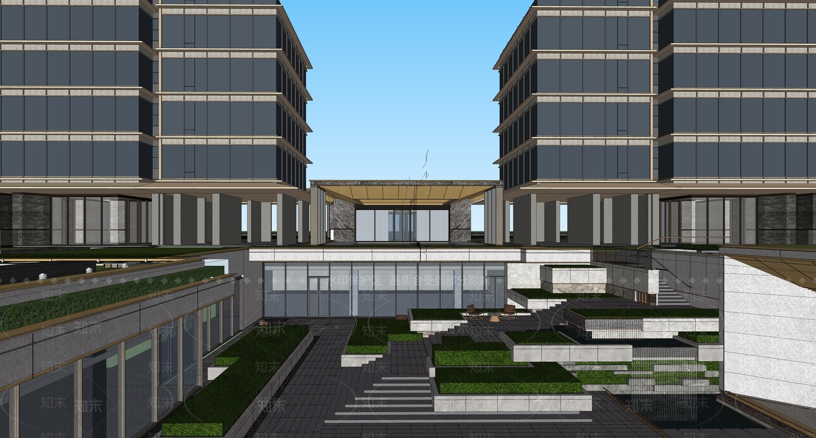 现代小区建筑SU模型下载【ID:1203594928】