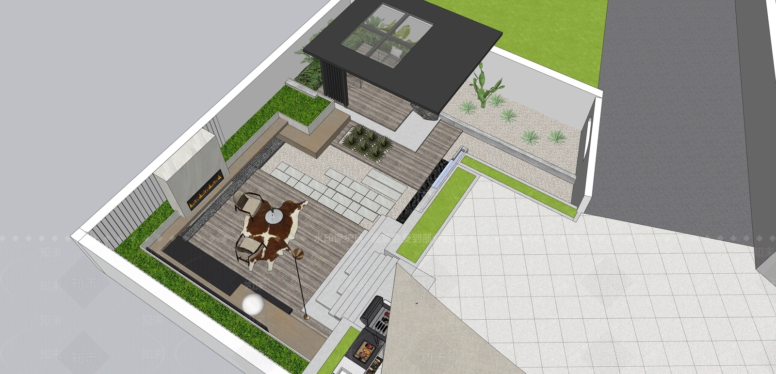 乡村庭院SU模型下载【ID:1203593614】