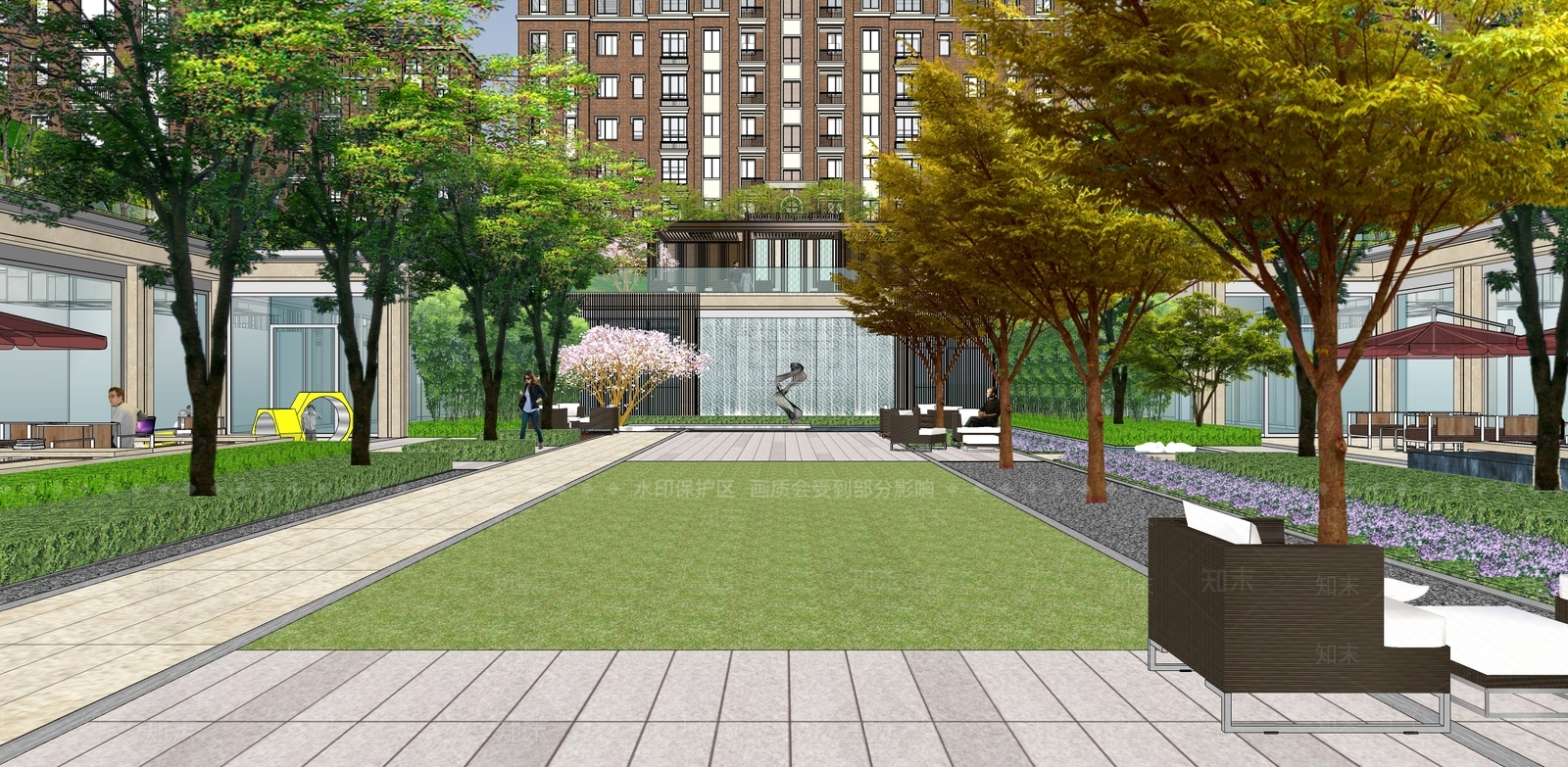 现代小区景观SU模型下载【ID:1203596839】