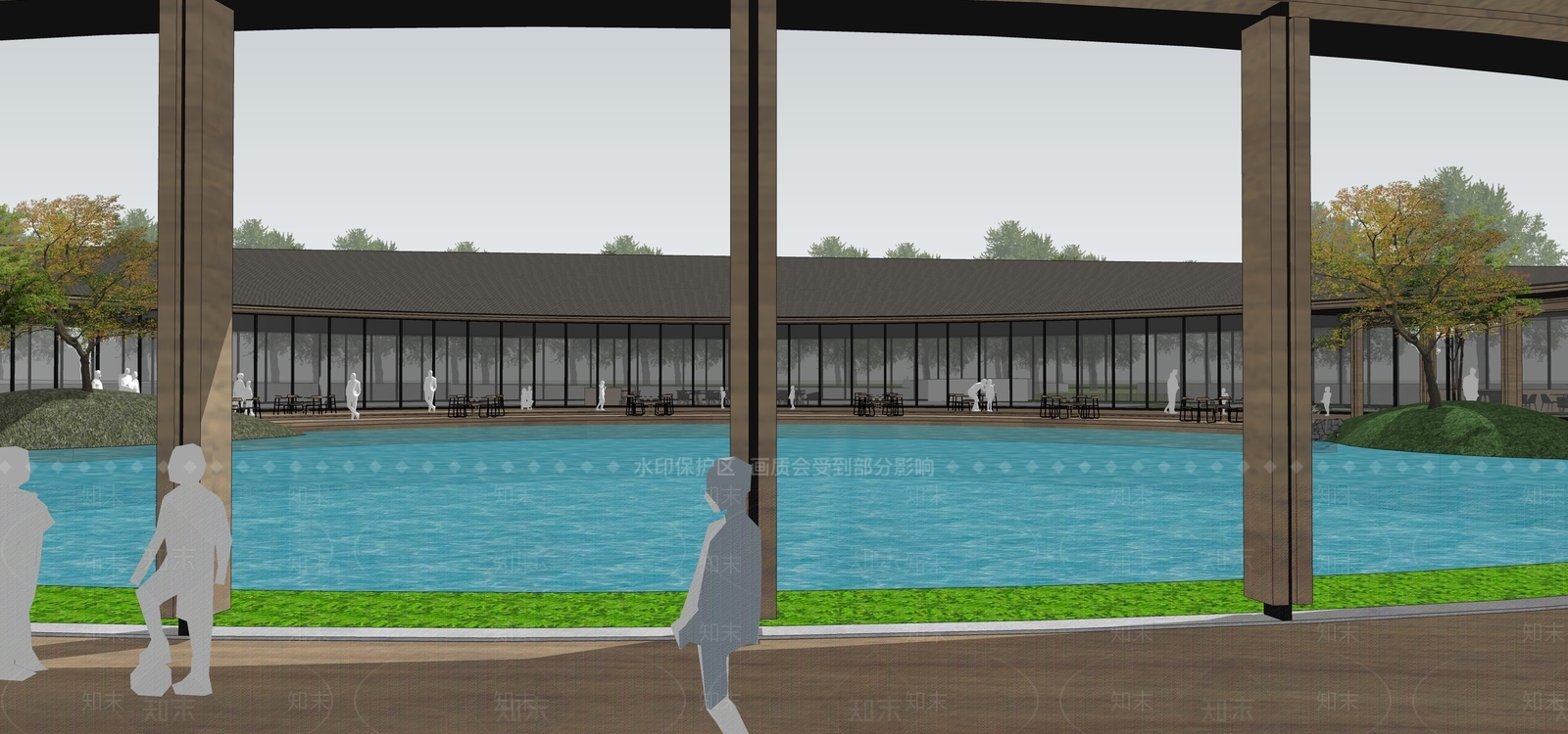 现代新中式售楼处建筑SU模型下载【ID:1203598522】