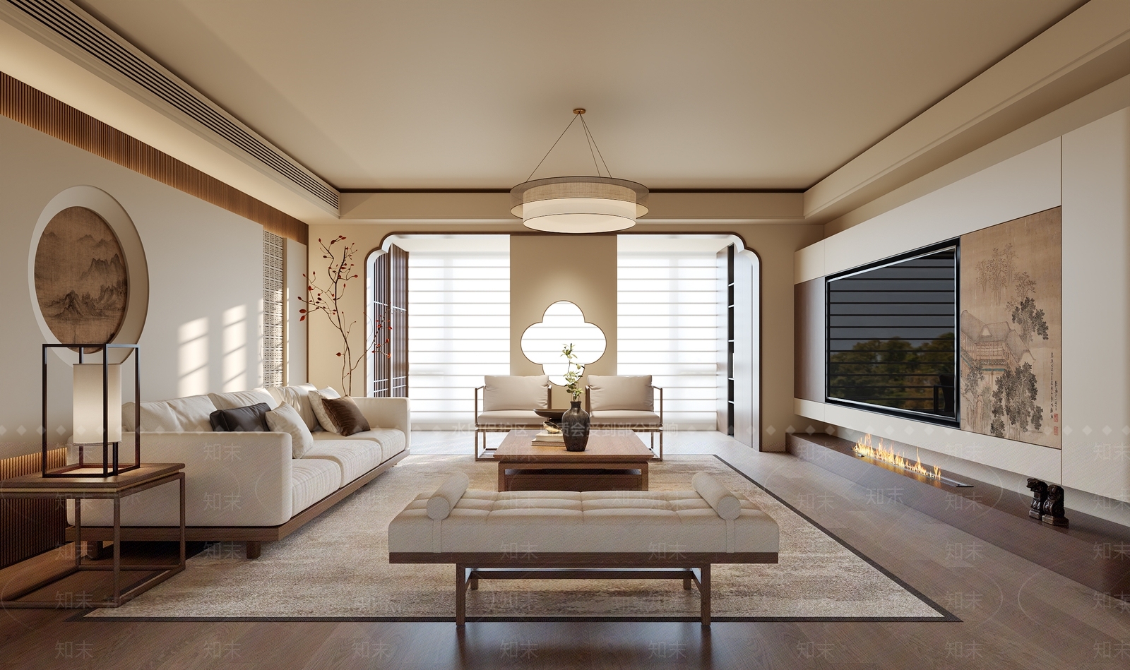 新中式中式家居客厅3D模型下载【ID:1203598812】