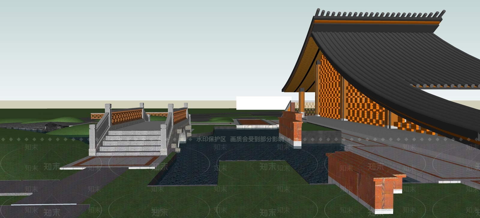 简约景观公园SU模型下载【ID:1203600014】