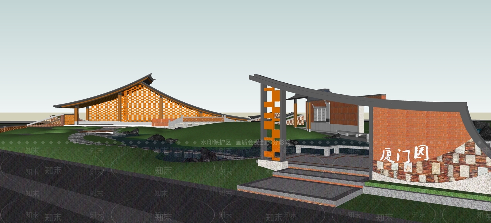 简约景观公园SU模型下载【ID:1203600014】