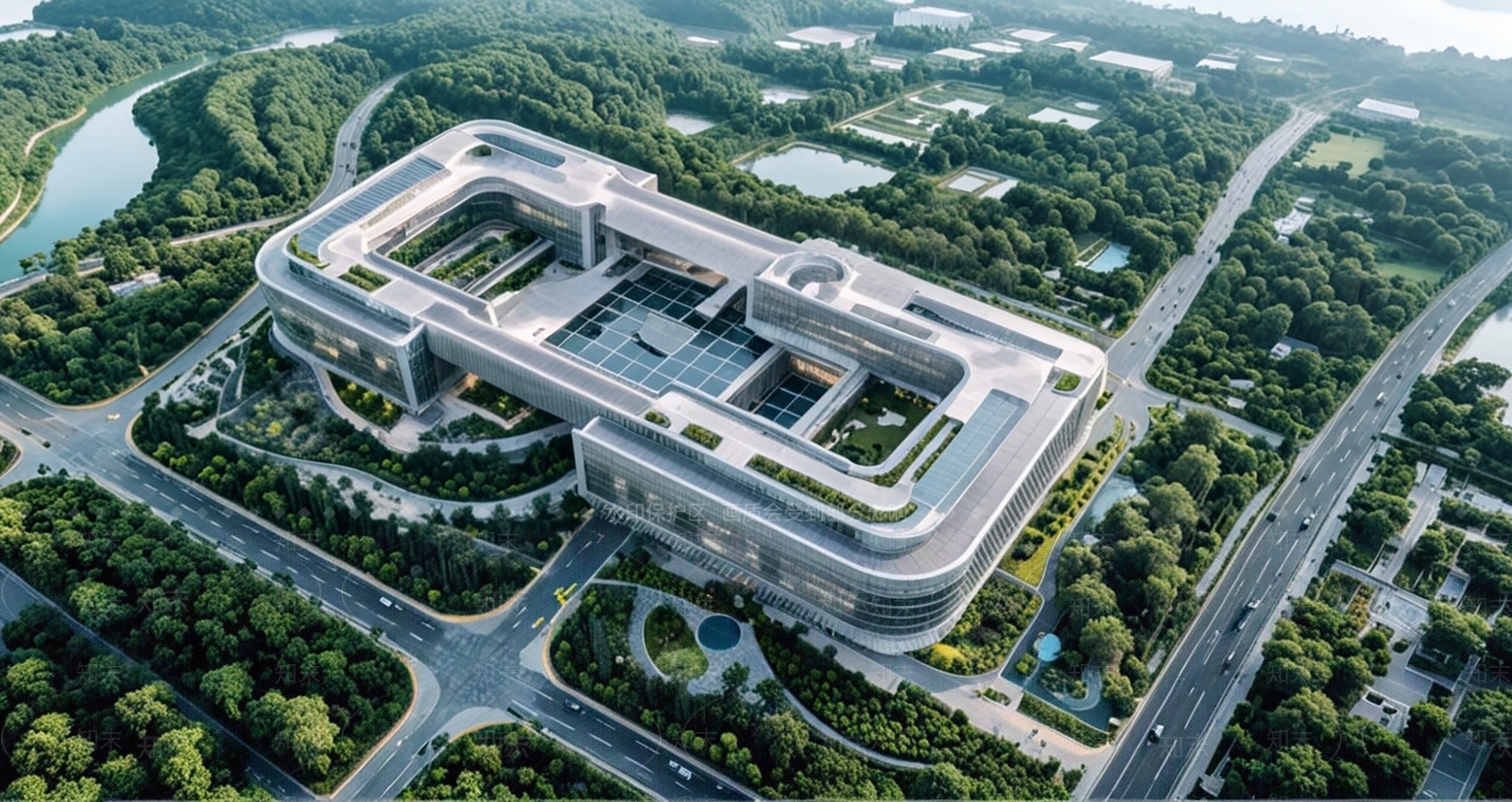 现代产业园办公楼SU模型下载【ID:1203600183】