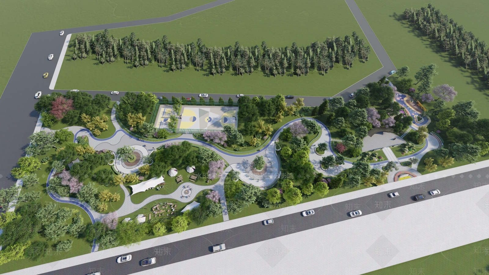 现代口袋公园SU模型下载【ID:1203602281】