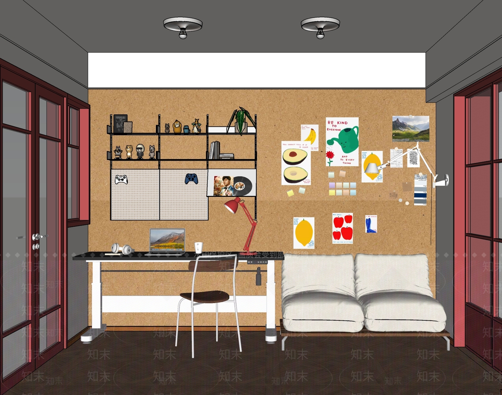 绿色水壶图案设计挂画挂画SU模型下载【ID:1227360626】
