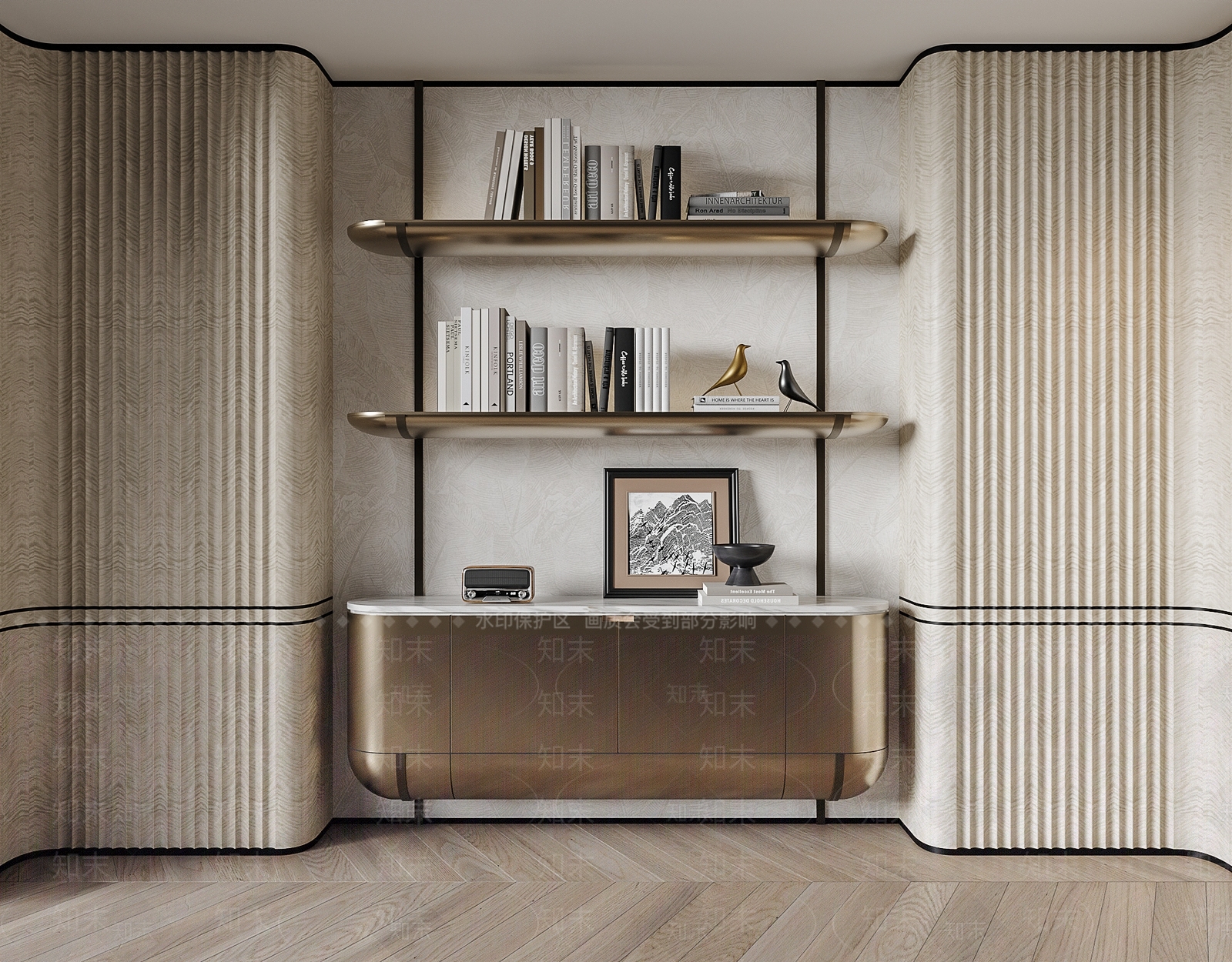 轻奢意式书架SU模型下载【ID:1203603373】