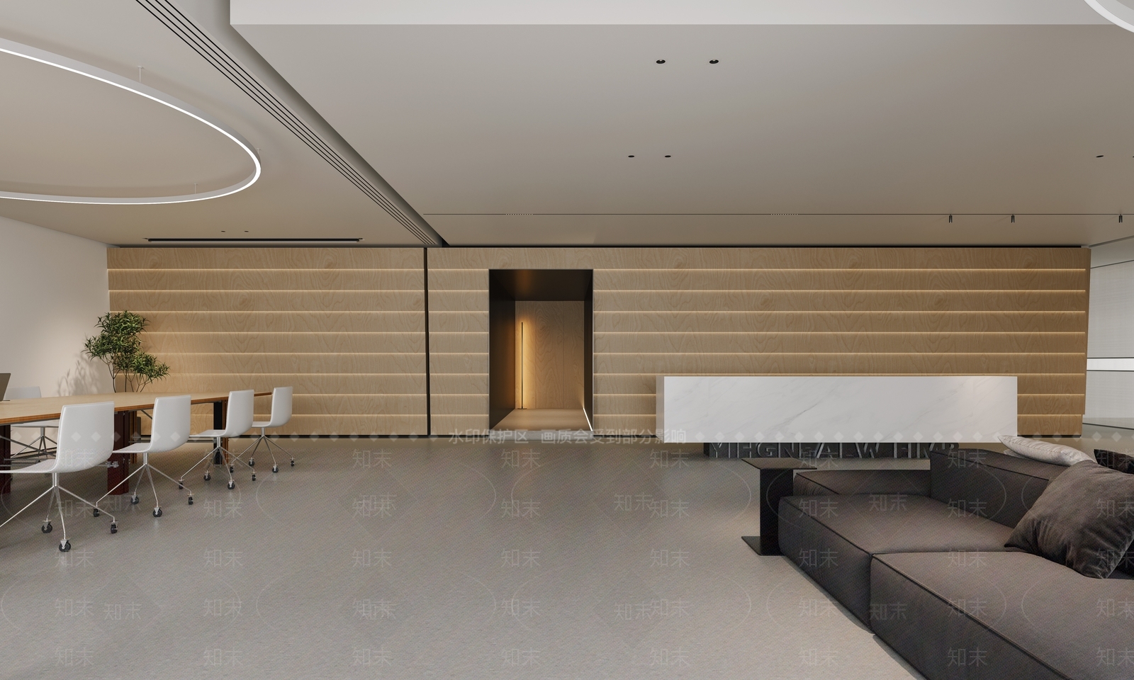 现代极简办公大厅3D模型下载【ID:1203605373】