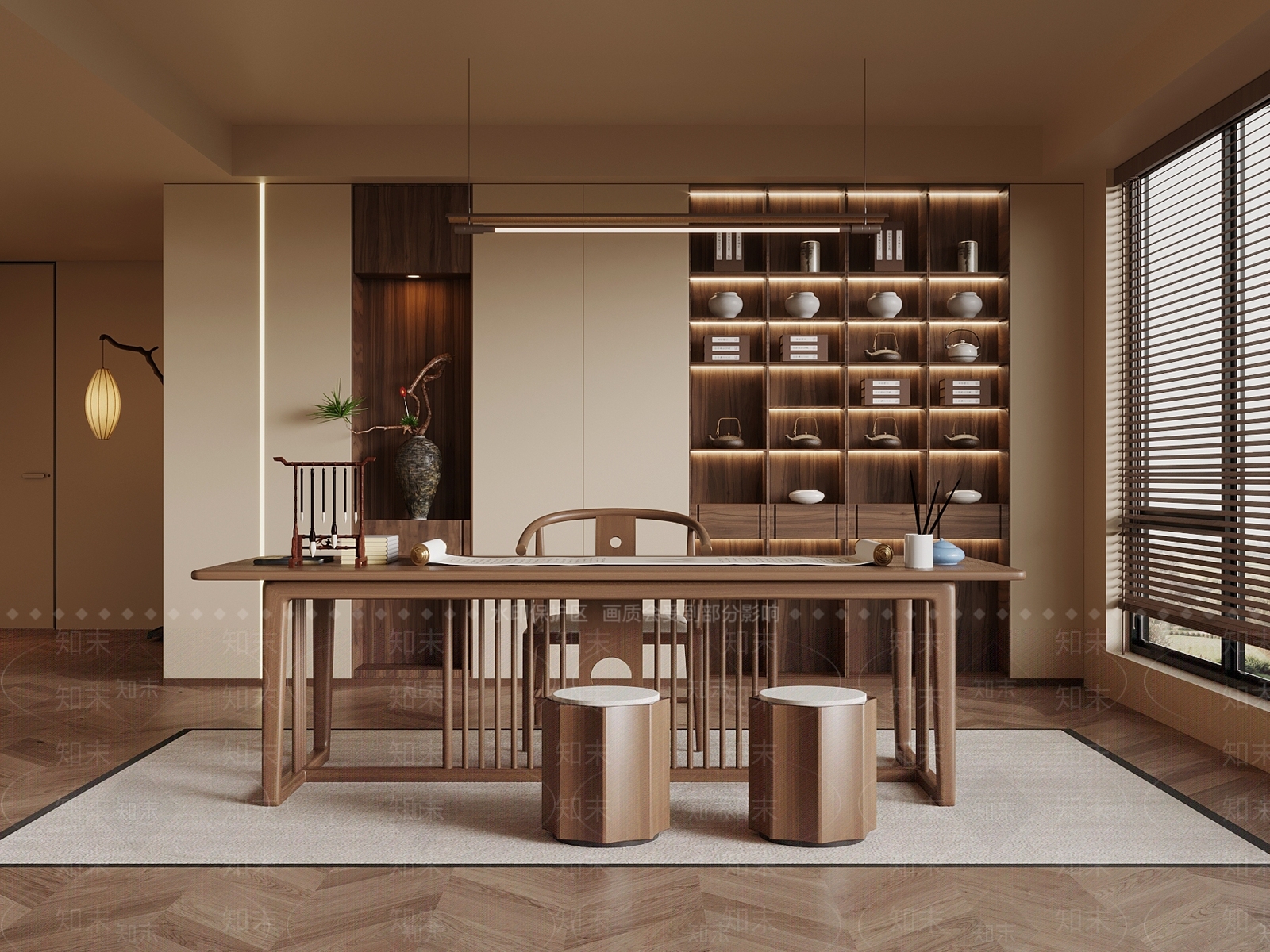 新中式茶室3D模型下载【ID:1203608229】