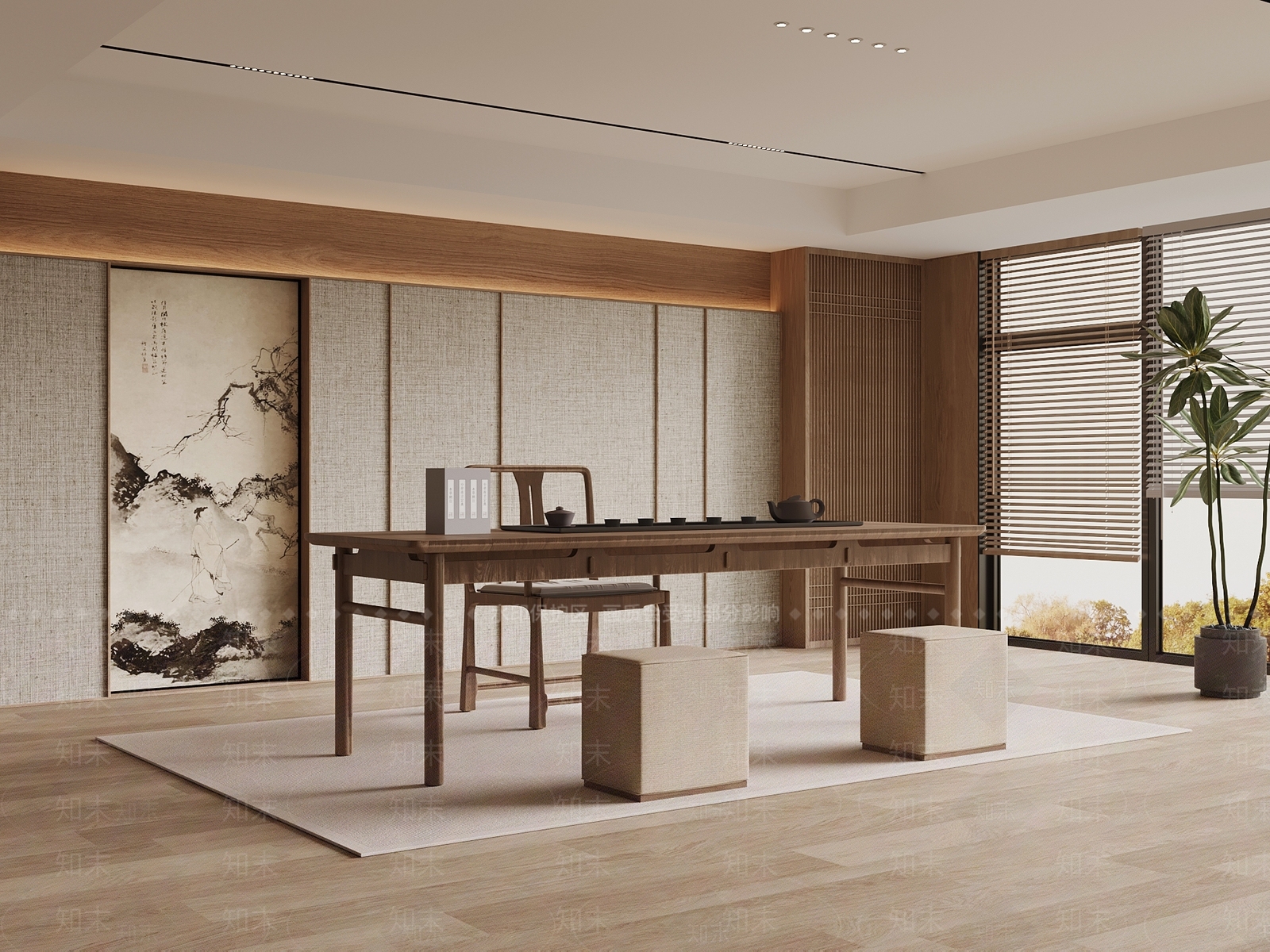 新中式茶室SU模型下载【ID:1203609116】