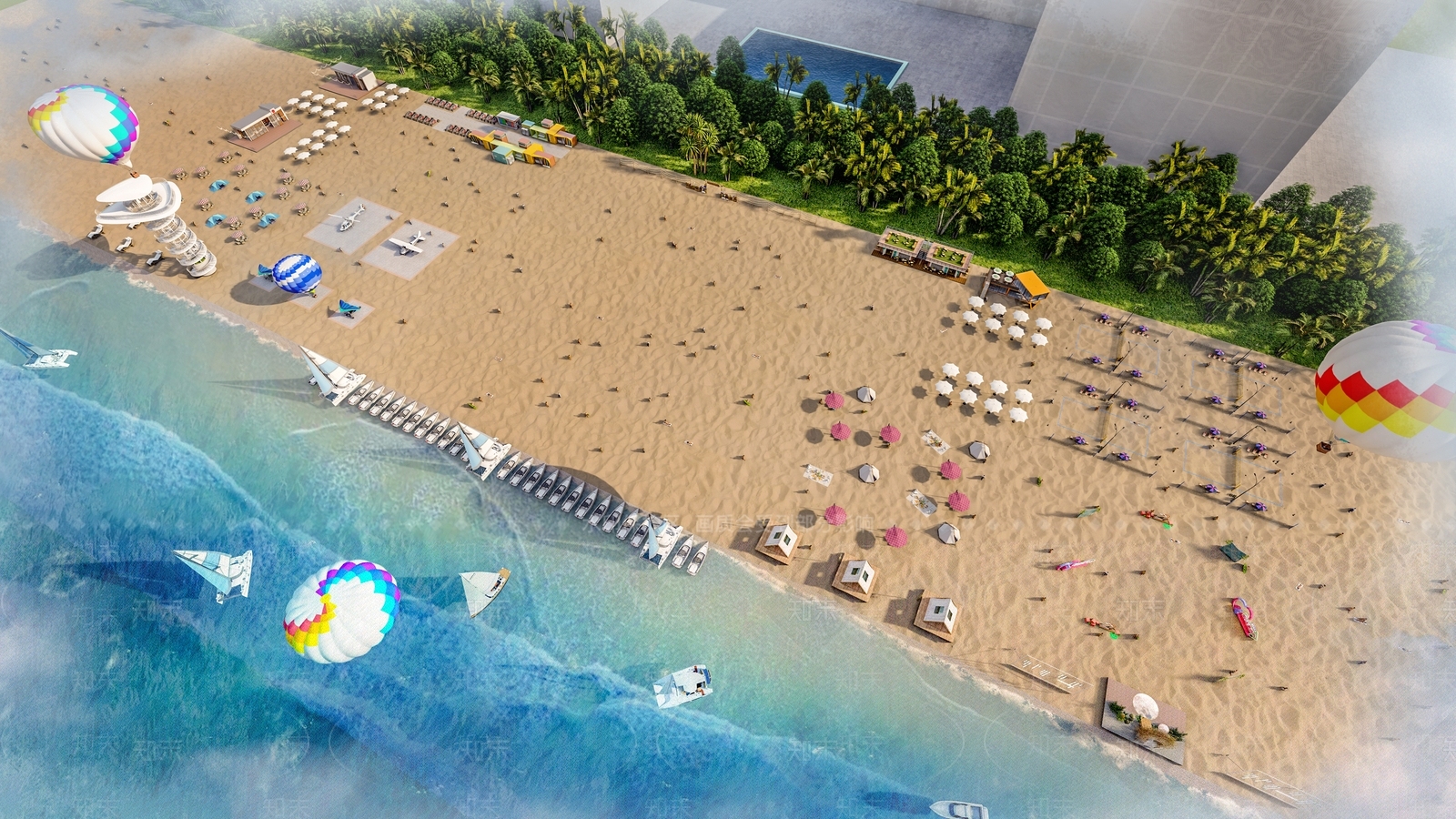 现代滨水景观SU模型下载【ID:1203609927】