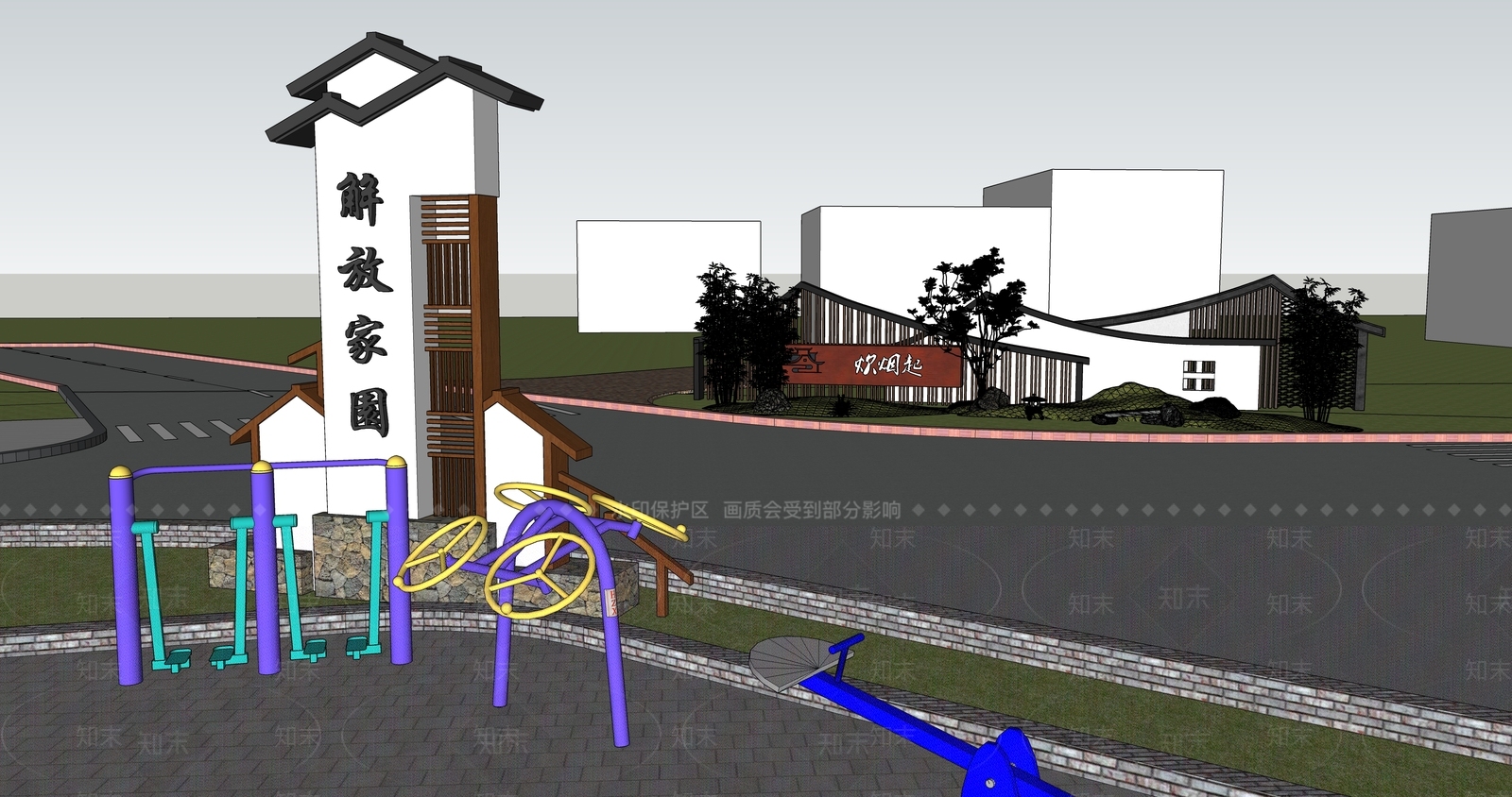 现代乡村公园SU模型下载【ID:1203610789】