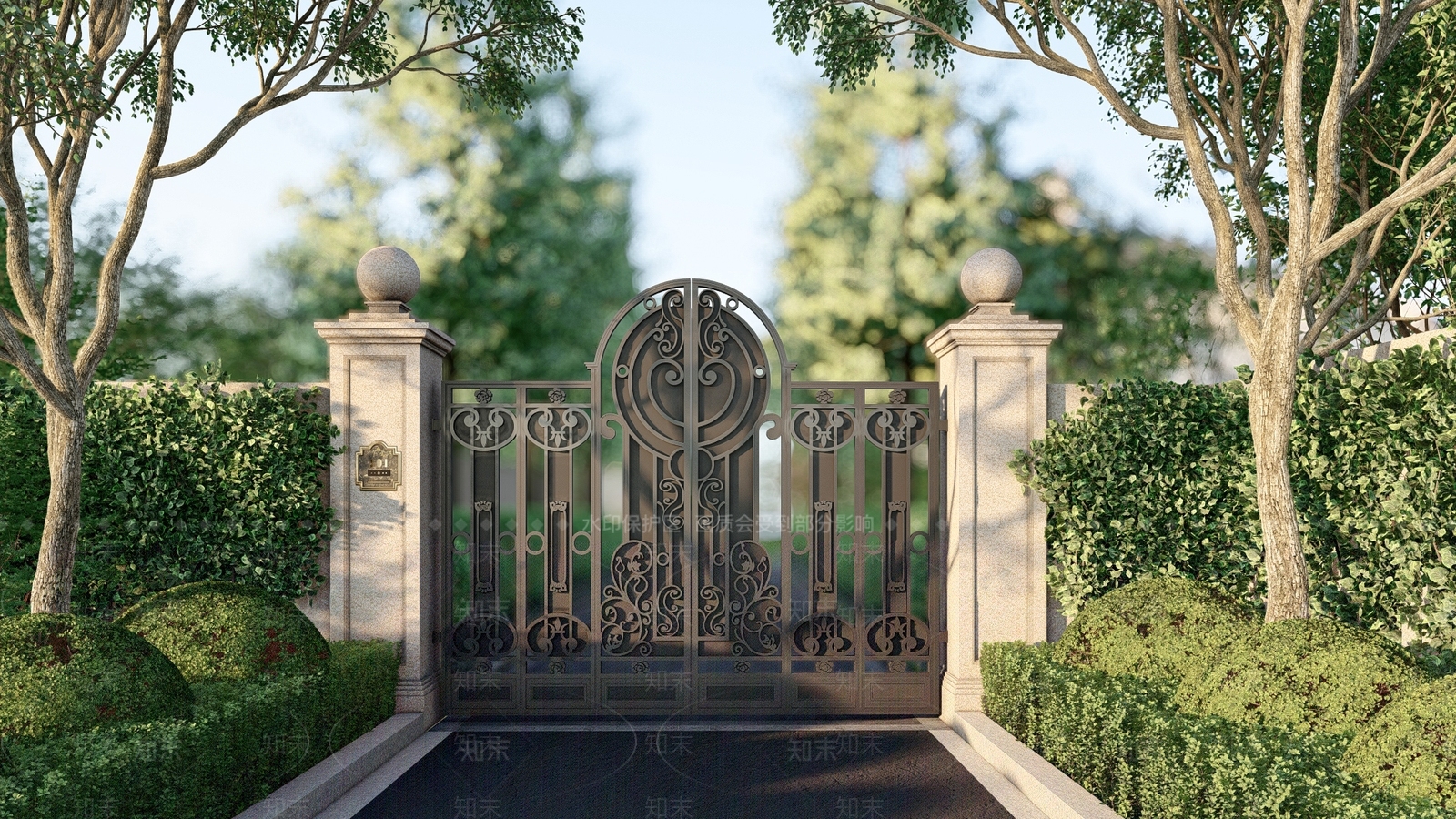 法式入口大门SU模型下载【ID:1203610555】