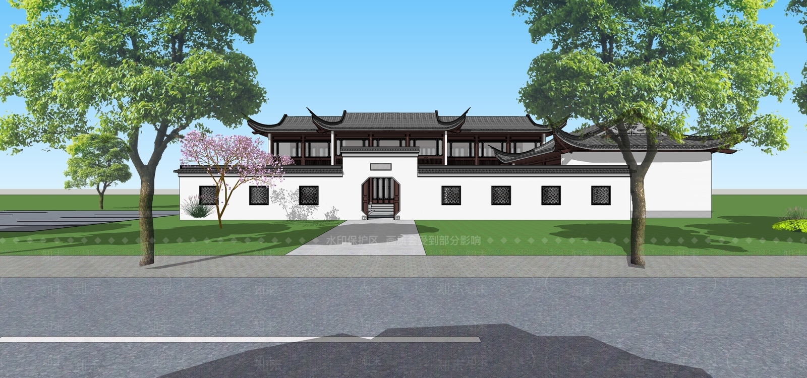 中式古建筑SU模型下载【ID:1203611573】