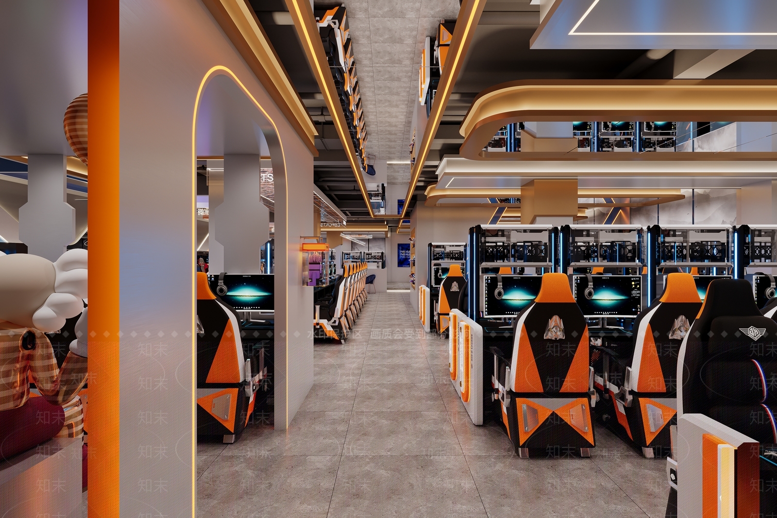 现代轻奢网吧网咖3D模型下载【ID:1203992618】