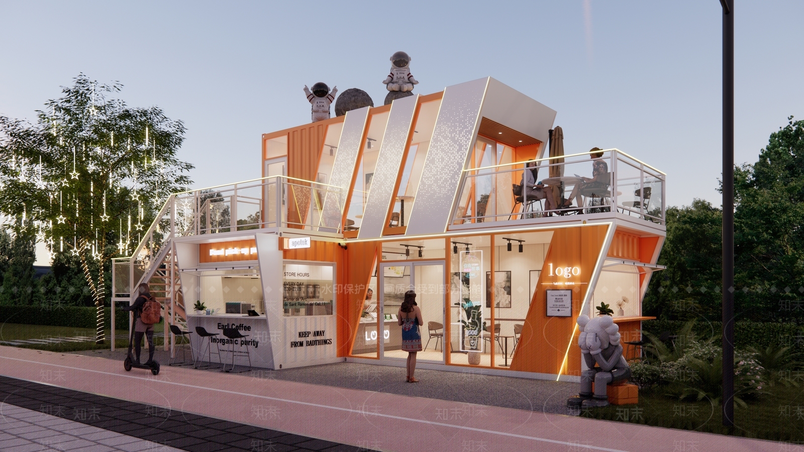 现代餐饮建筑SU模型下载【ID:1203613934】