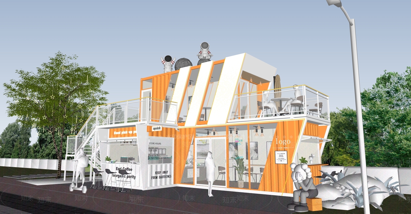 现代餐饮建筑SU模型下载【ID:1203613934】