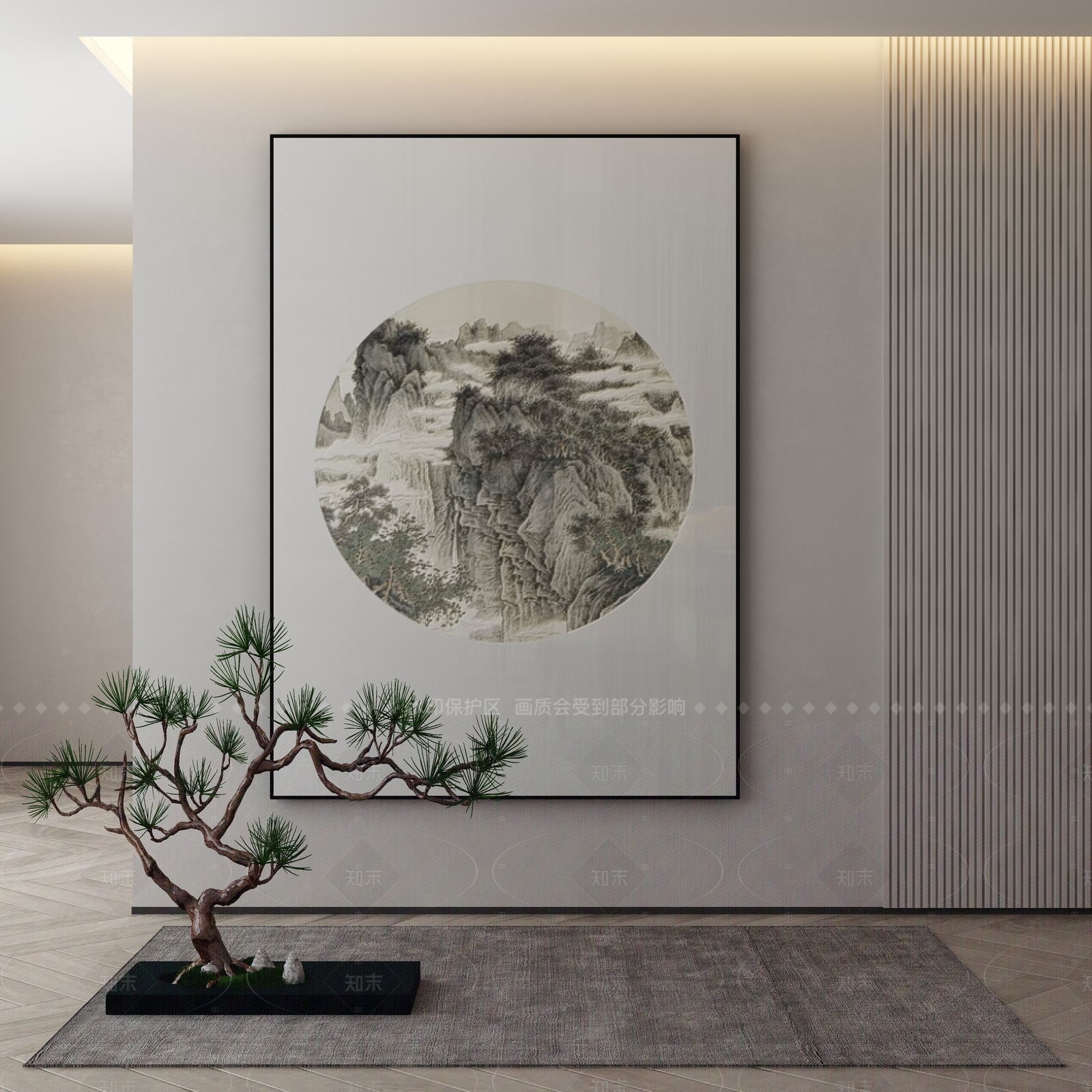 新中式侘寂挂画3D模型下载【ID:1205645897】