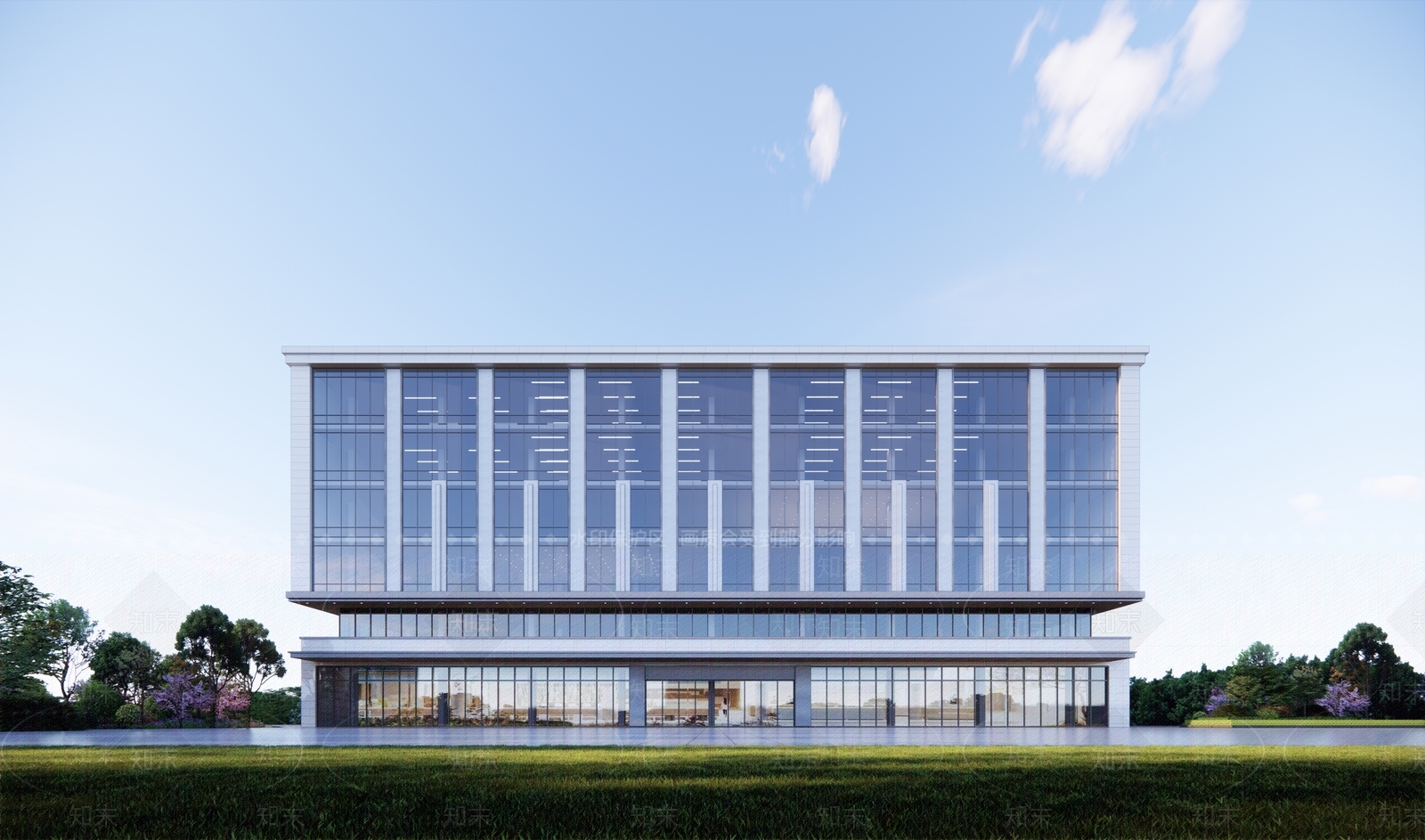 现代简约办公楼SU模型下载【ID:1203615142】