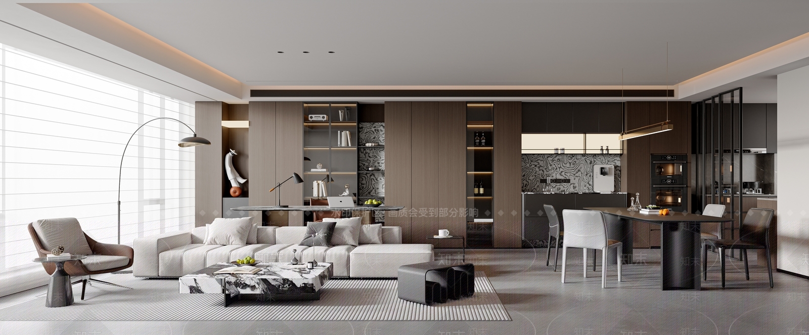 现代意式客餐厅3D模型下载【ID:1203616649】