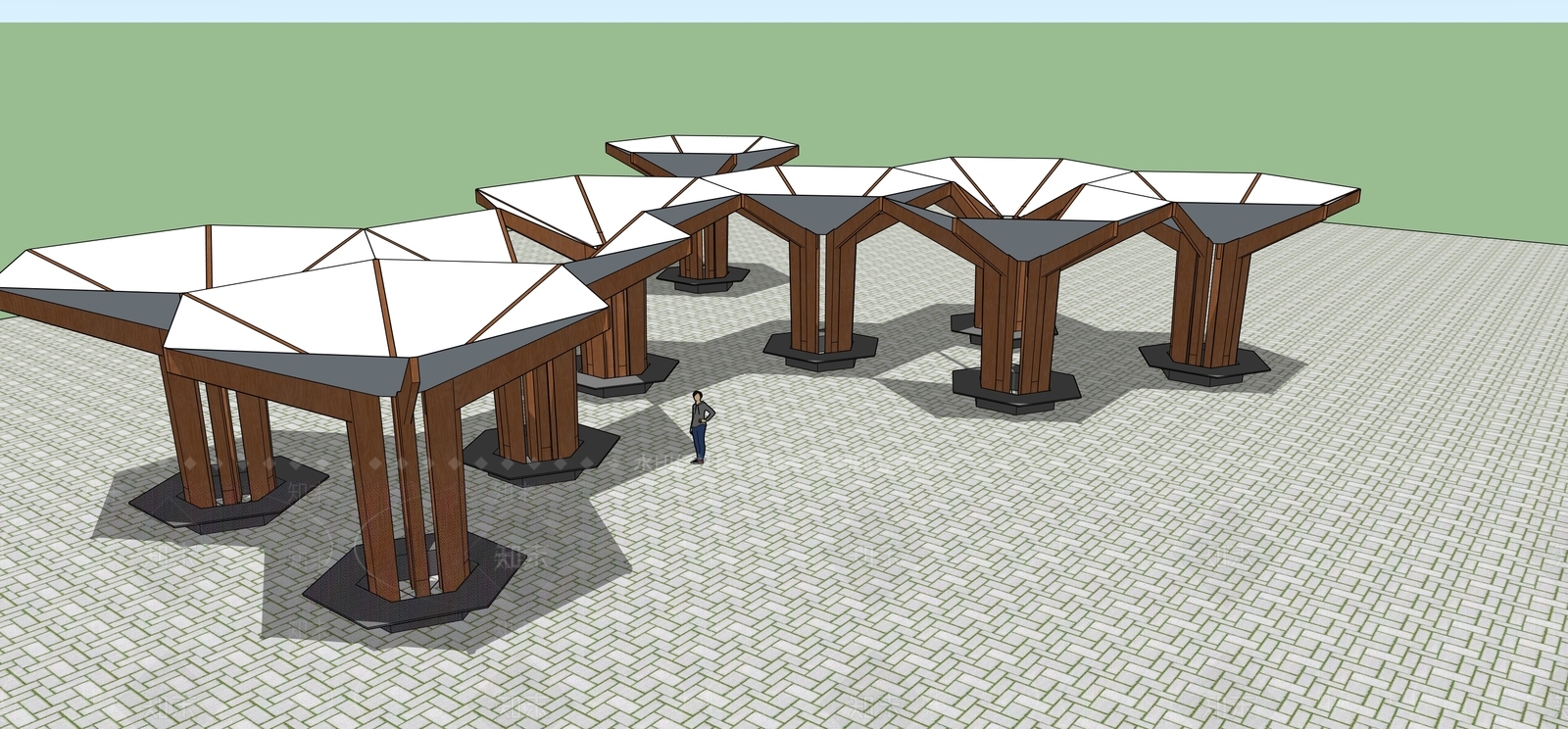 简约现代亭子SU模型下载【ID:1203617212】