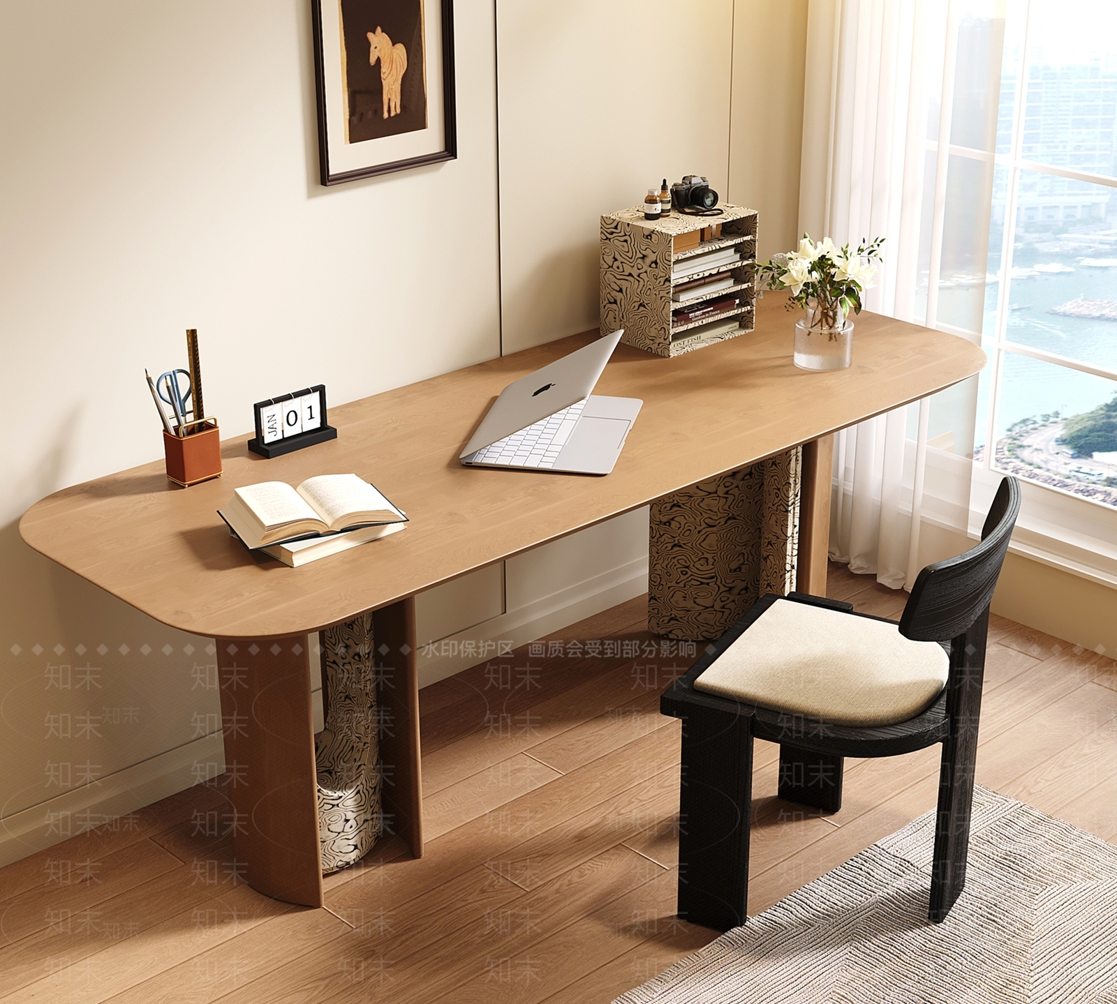 中古现代书桌椅3D模型下载【ID:1203617163】