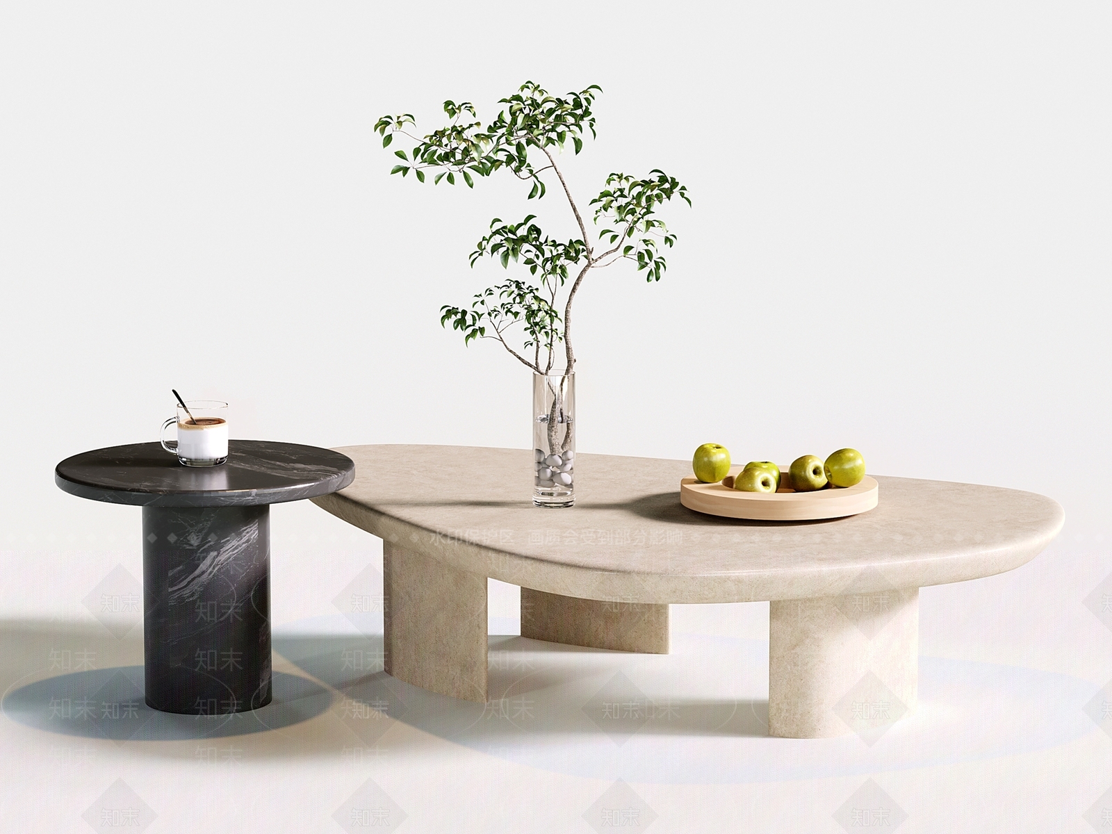 中古侘寂茶几SU模型下载【ID:1203618314】