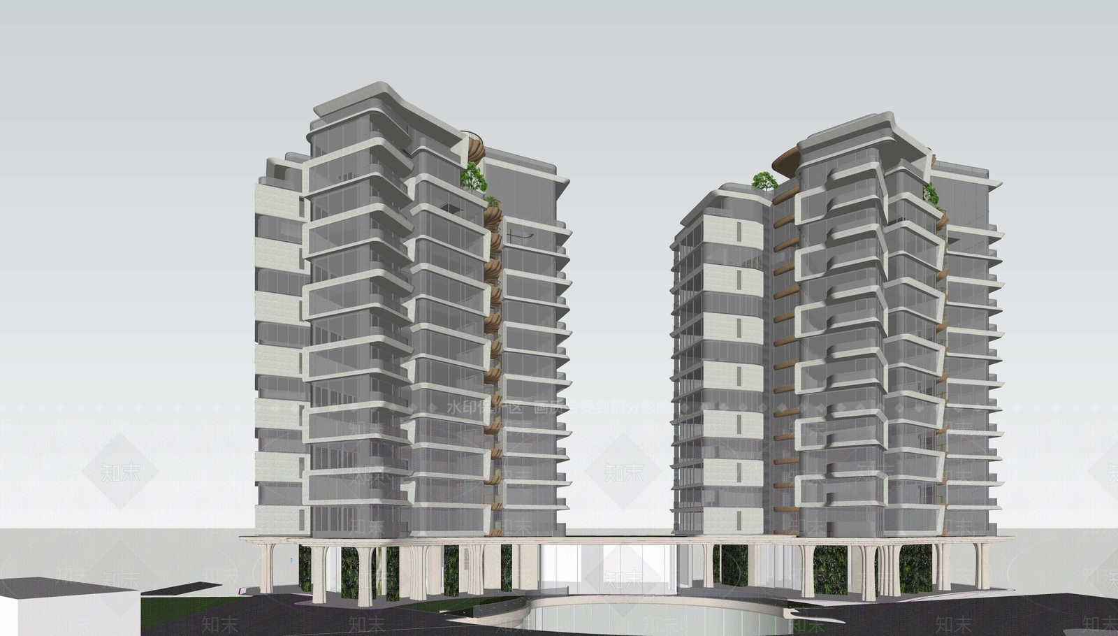 现代高层住宅SU模型下载【ID:1203729794】